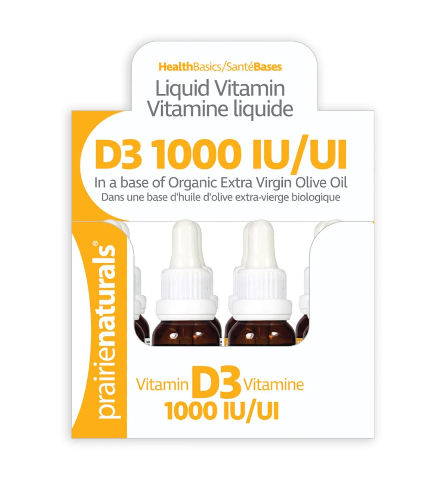 Prairie Naturals Liquid Vitamin D3 Cholecalciferol 1 000 IU - 15ml x 12 packs 12 count (Pack of 1) - Buy Online on GoSupps.com