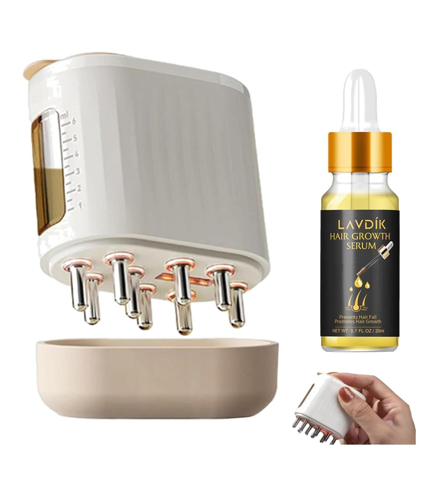 2-in-1 Electrical Scalp Massage Brush & Applicator Bottle for Hair Growth - Essential Oil Treatment & Women's Gift - Buy Online on GoSupps.com