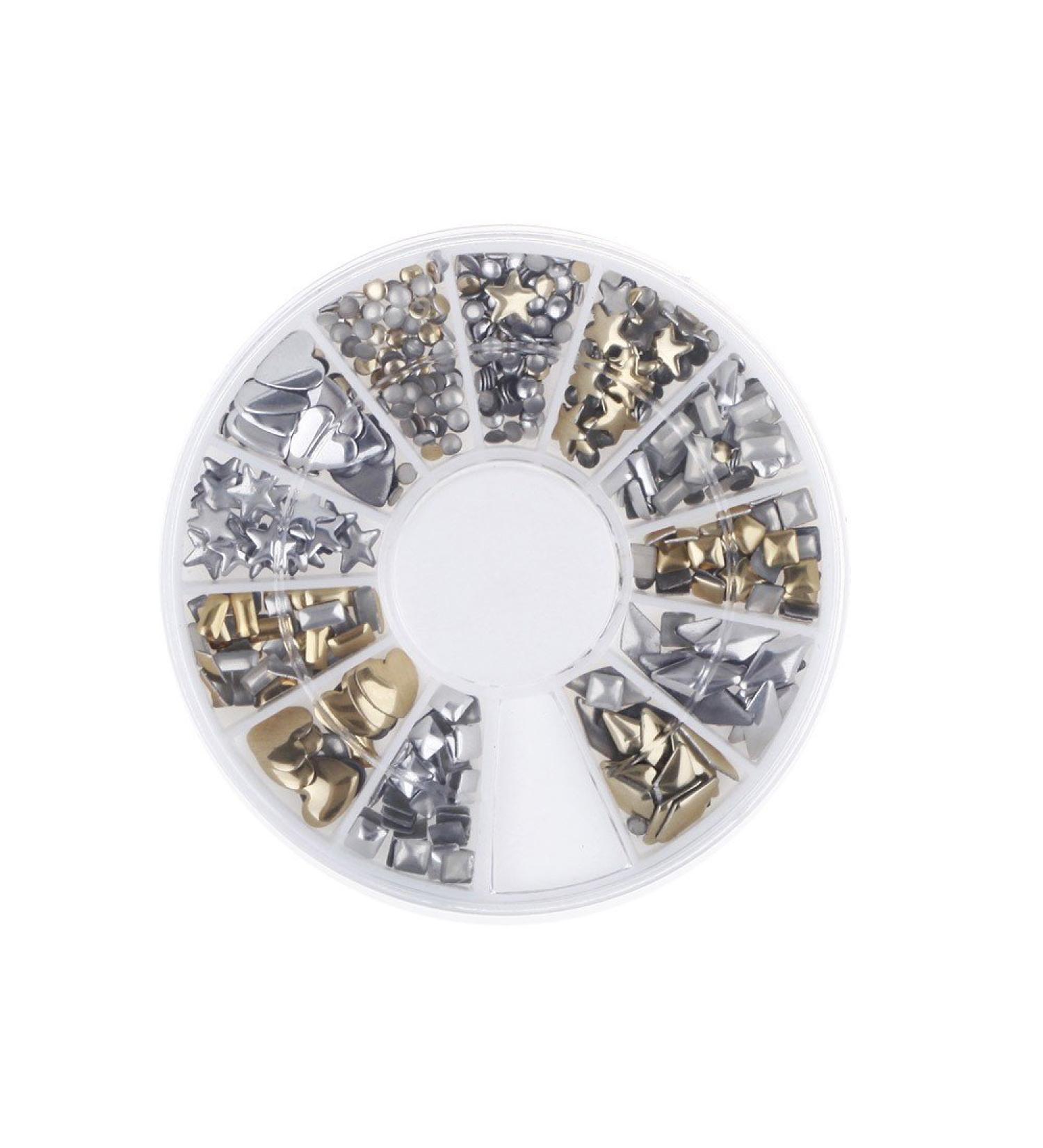 6 Styles Silver/Gold Nail Art 3D Glitter Rhinestones Gems Decoration Wheel Very Practical and Popular Practical design and Durable - Buy Online on GoSupps.com