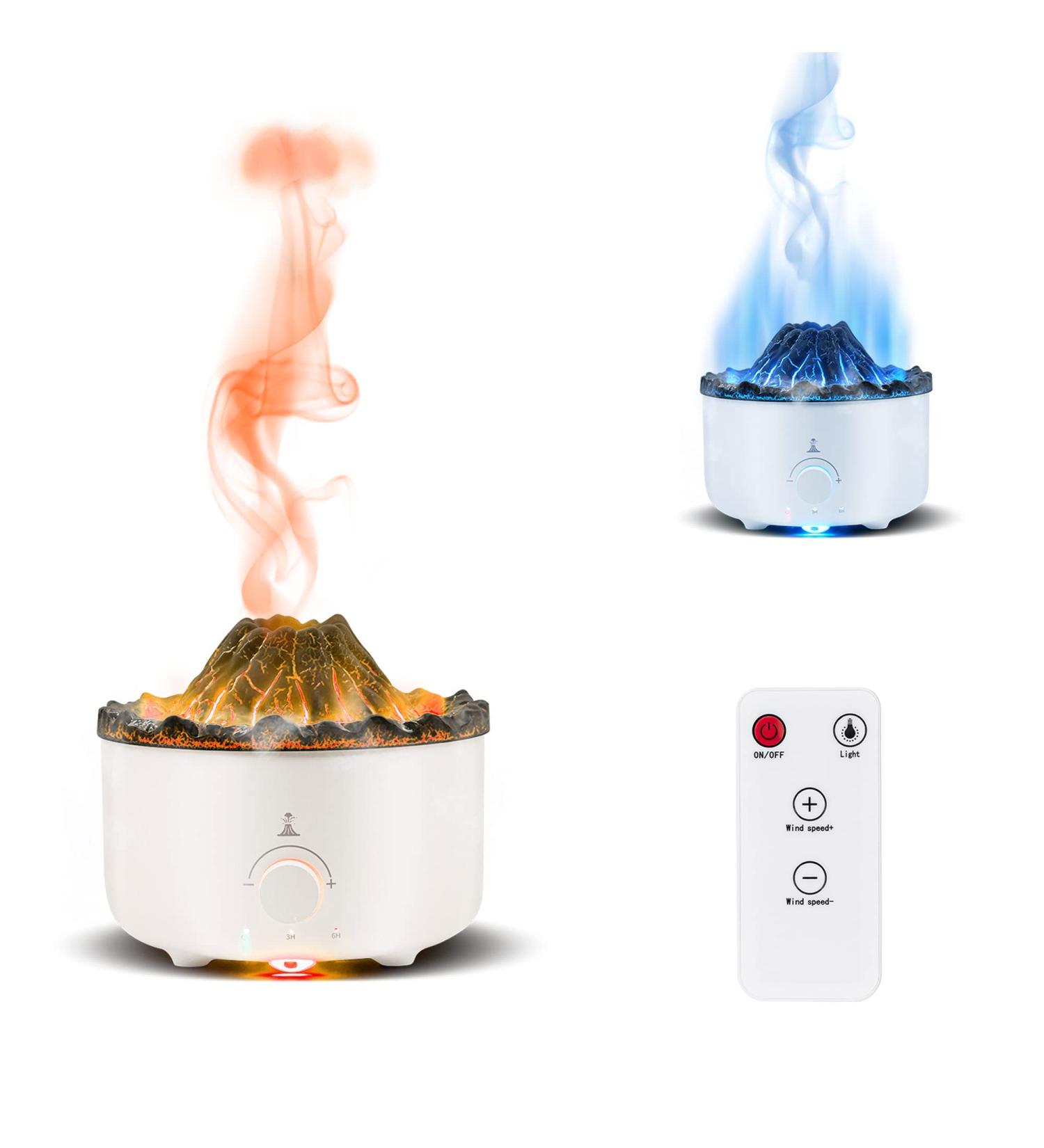 Buy McBazel Volcano Aroma Diffuser - 560ml with Timer Light Change & Remote Control | EU Connector - White/Crack - Buy Online on GoSupps.com