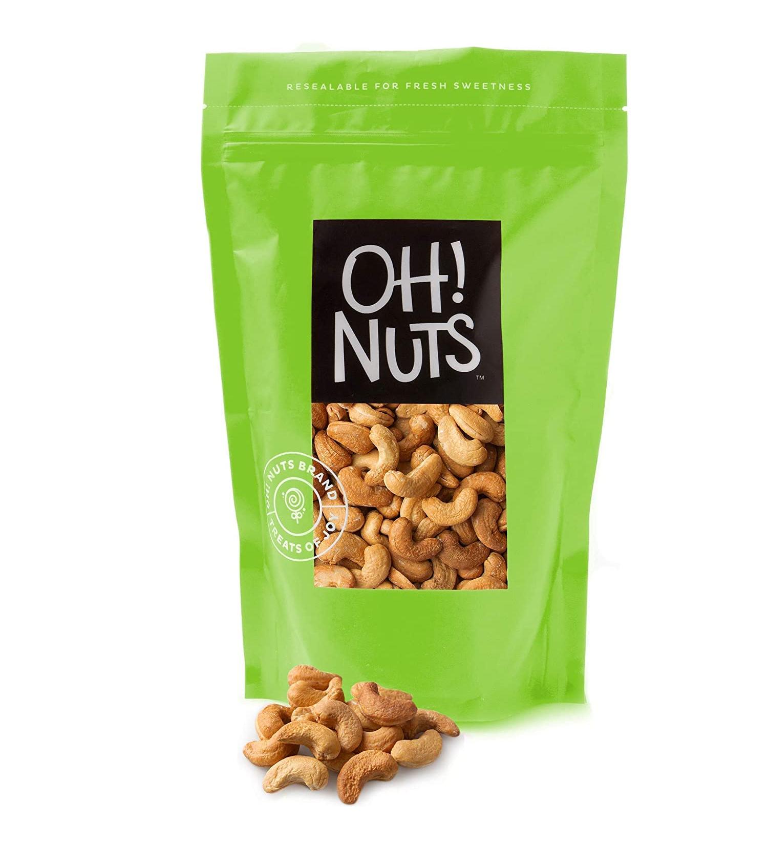 Oh! Nuts Dry Roasted Unsalted Cashews - 2 lb Bulk Bag | All-Natural Protein Keto Snacks | Fresh & Healthy, No Additives, Salt, or Oil | Low Sodium, Vegan & Gluten-Free - Buy Online on GoSupps.com
