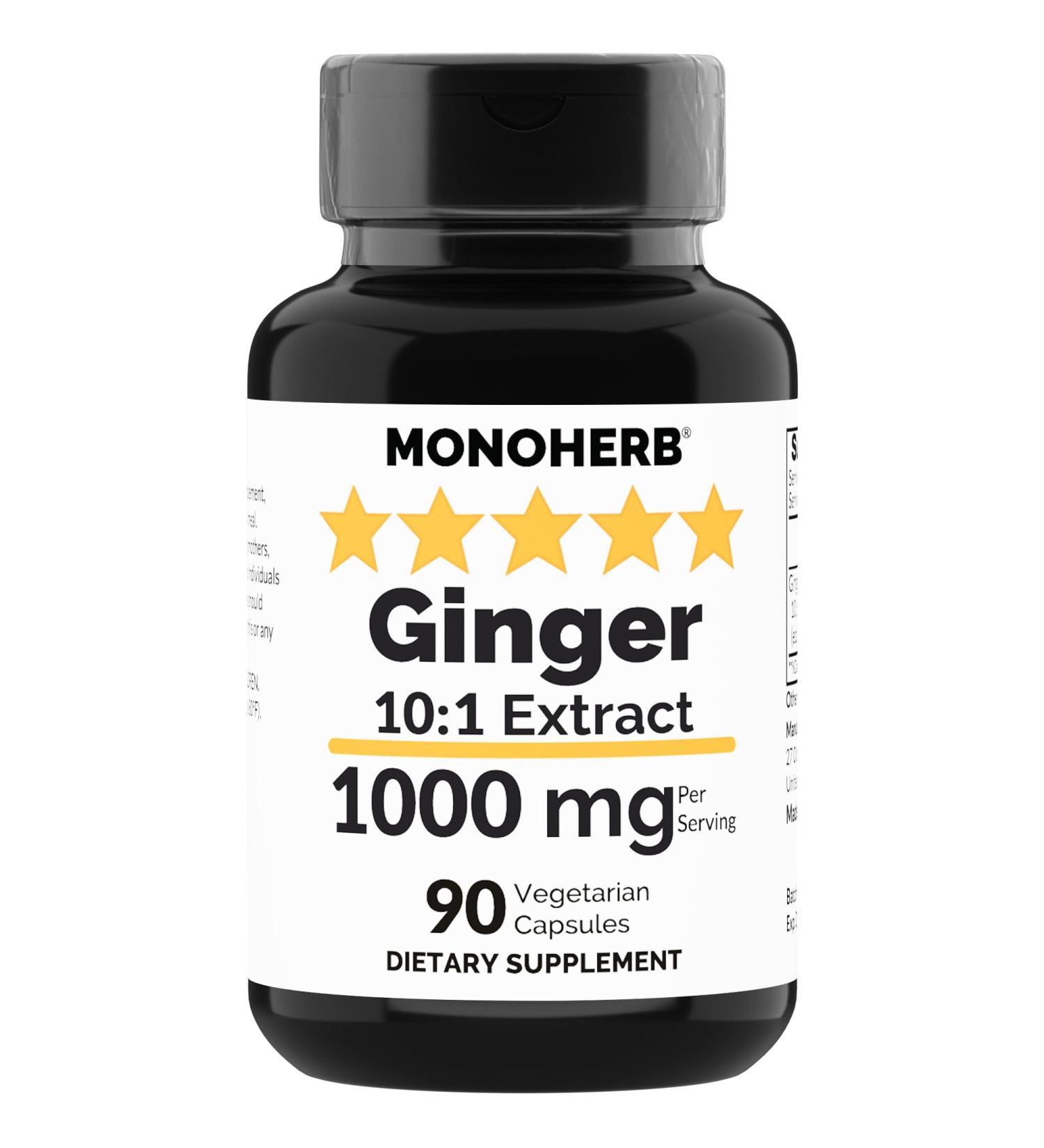 MONOHERB Ginger Extract 1000 mg - 90 Vegetarian Capsules - Buy Online on GoSupps.com