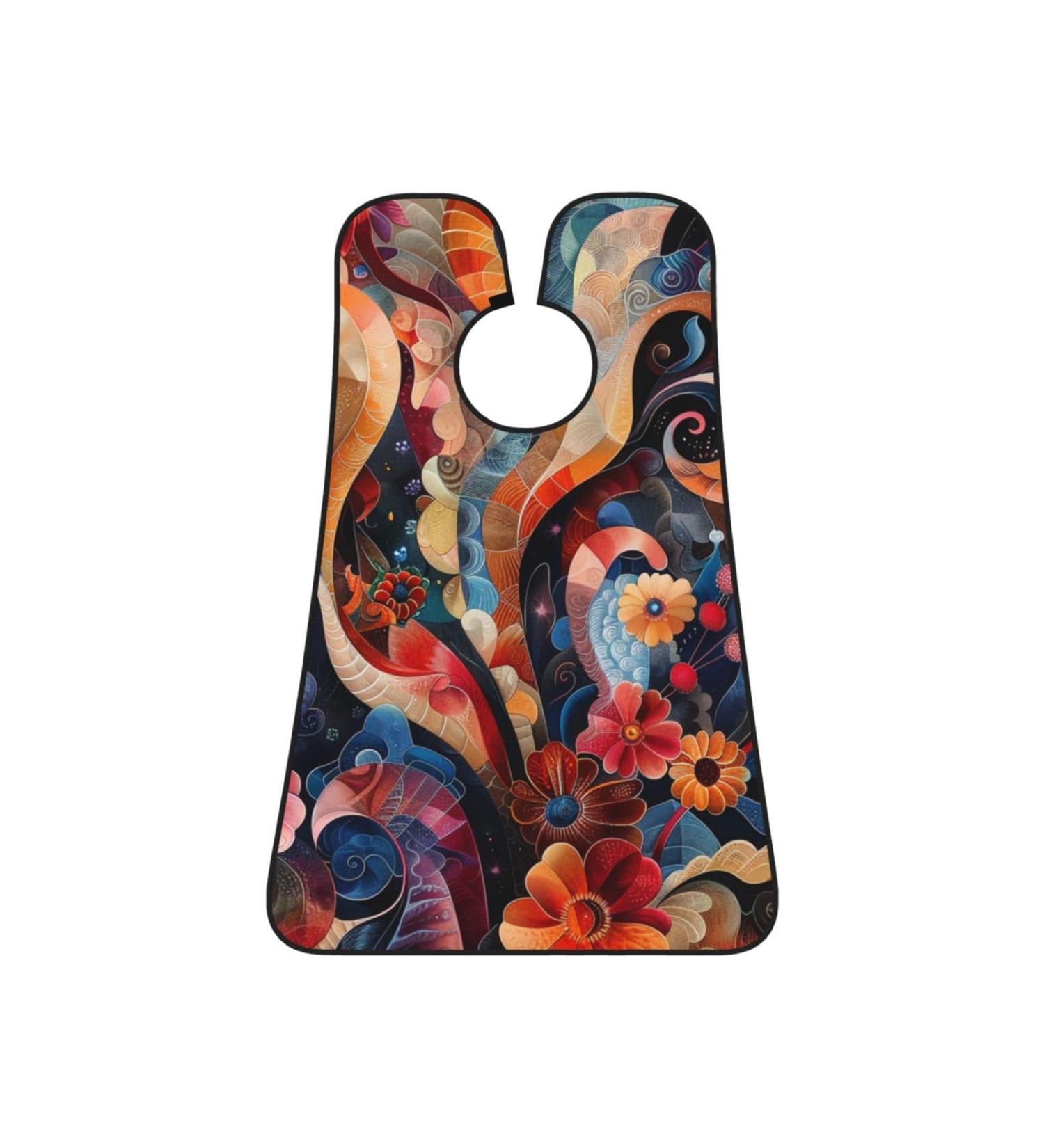 Elemental Flowers Print Beard Bib Apron - Non-Stick Hair Catcher for Men | Perfect Shaving Gift - One Size Black - Buy Online on GoSupps.com