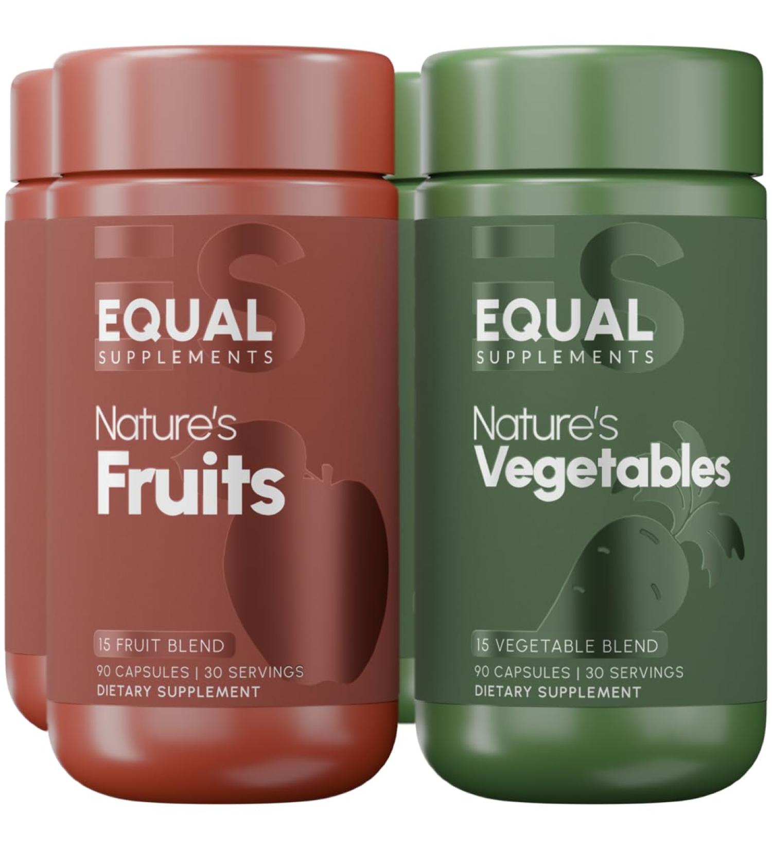 Equal Supplements Fruits and Vegetables Capsules | 2 Month Supply | GMP Certified-Manufactured in US | Fruit and Veggies Supplement for Balance | of Nature Fruit and Vegetable Capsule for Adults - Buy Online on GoSupps.com