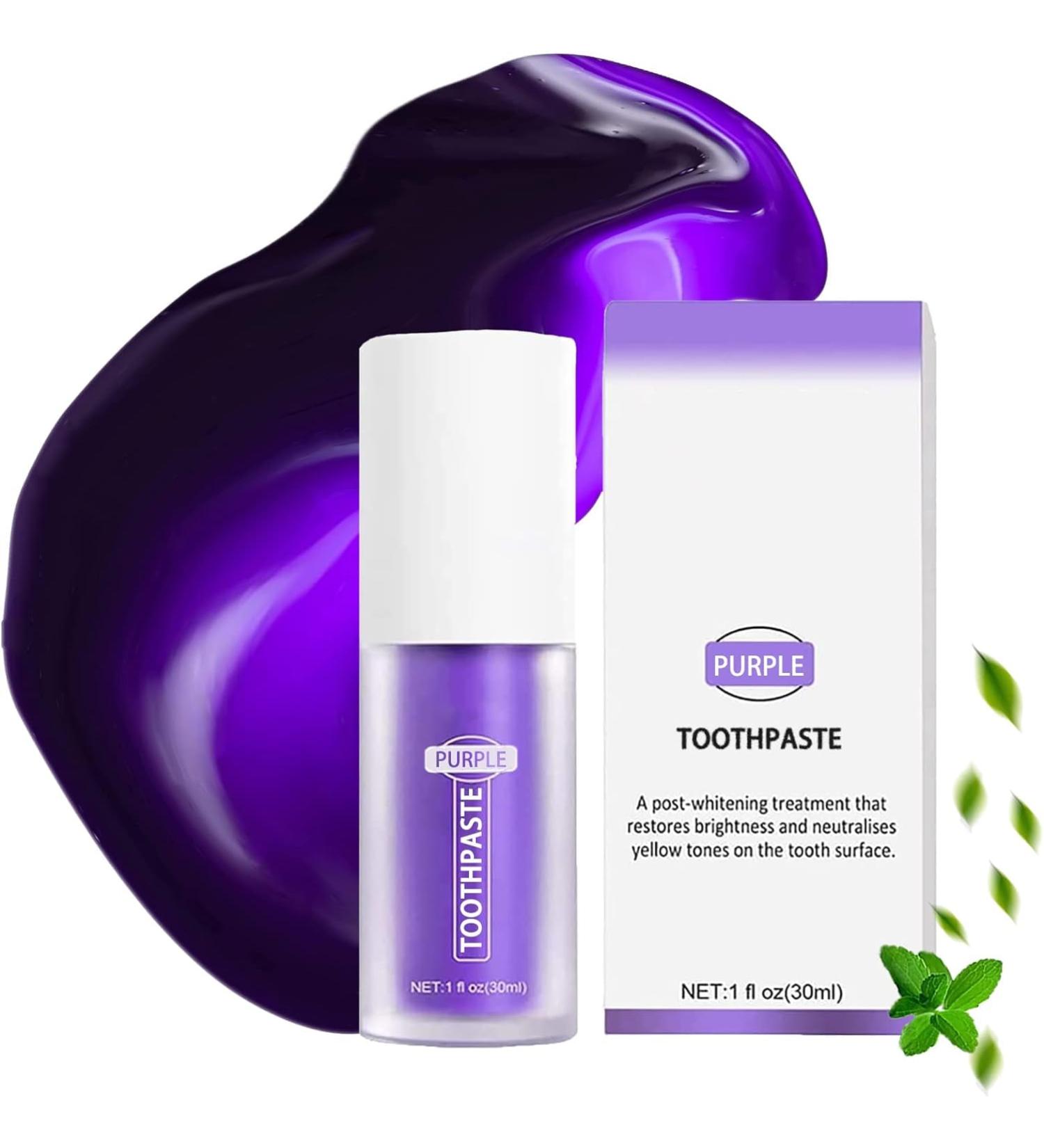 Buy Purple Teeth Whitening Toothpaste - Brighten Your Smile with Color Correction Serum for Yellow Teeth - Buy Online on GoSupps.com