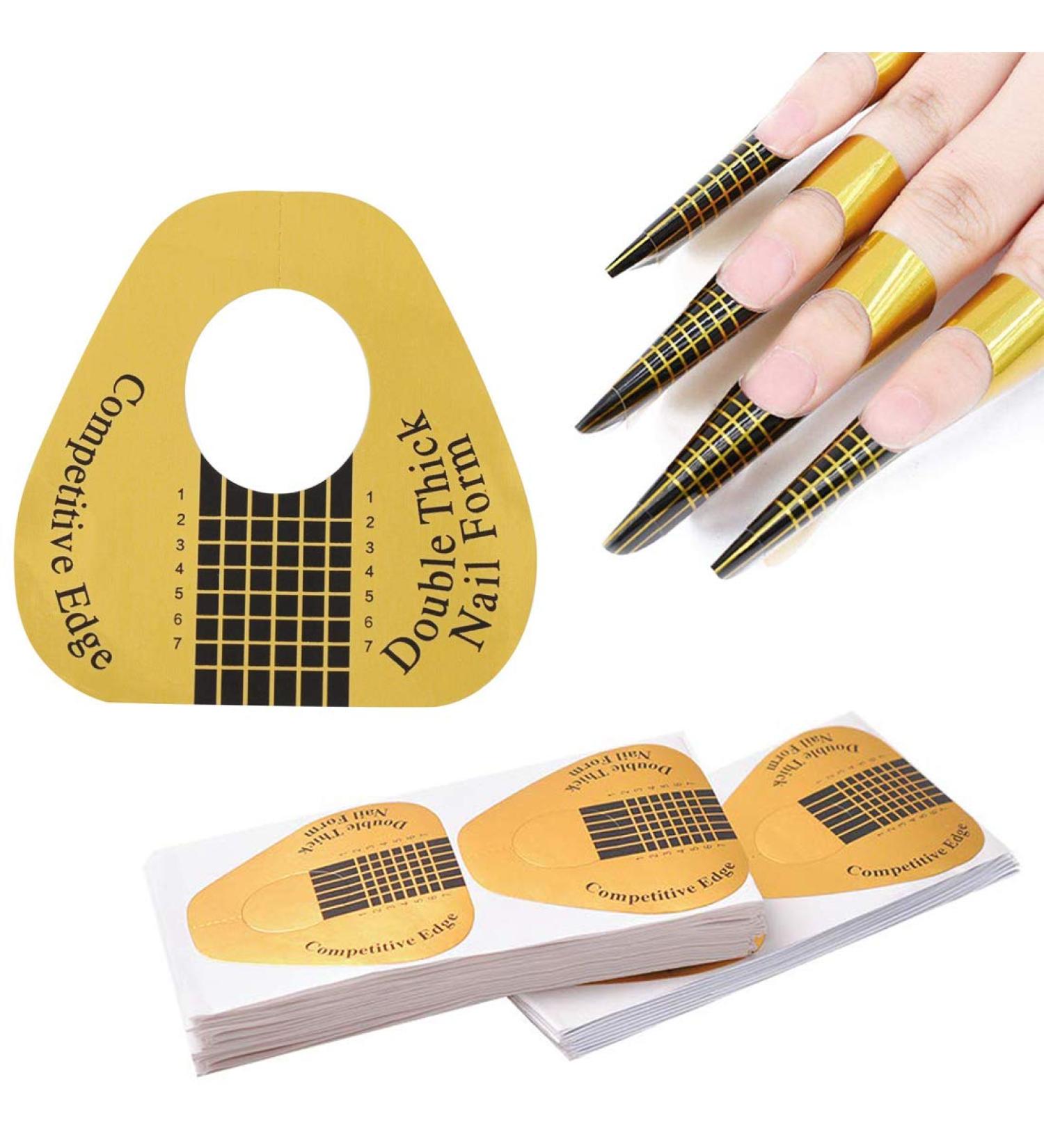 KINGMAS 100 Pcs Nail Art Form Guide Stickers - Horseshoe-Shaped Tips for Acrylic and Gel Nail Extensions - Buy Online on GoSupps.com