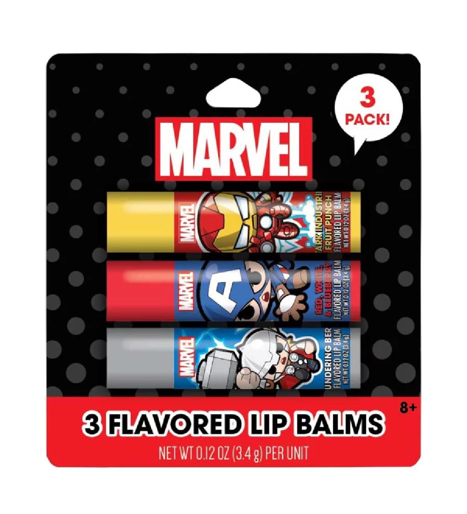 Taste Beauty Marvel Comic Book Themed 3-Piece Variety Pack Flavored Lip Balm