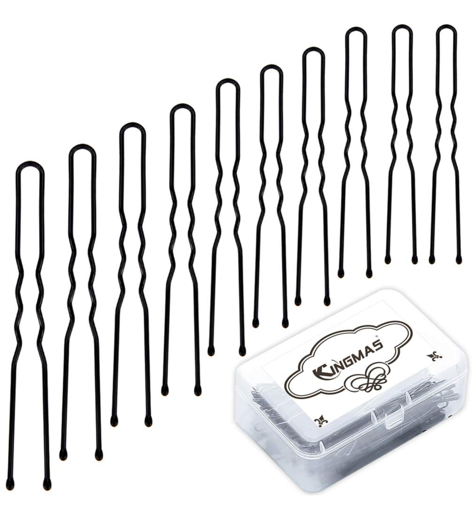KINGMAS 2 Inch U Shaped Hair Pins (Pack of 180) with Storage Box - Bun Bobby Pins for Hair Styling - Buy Online on GoSupps.com