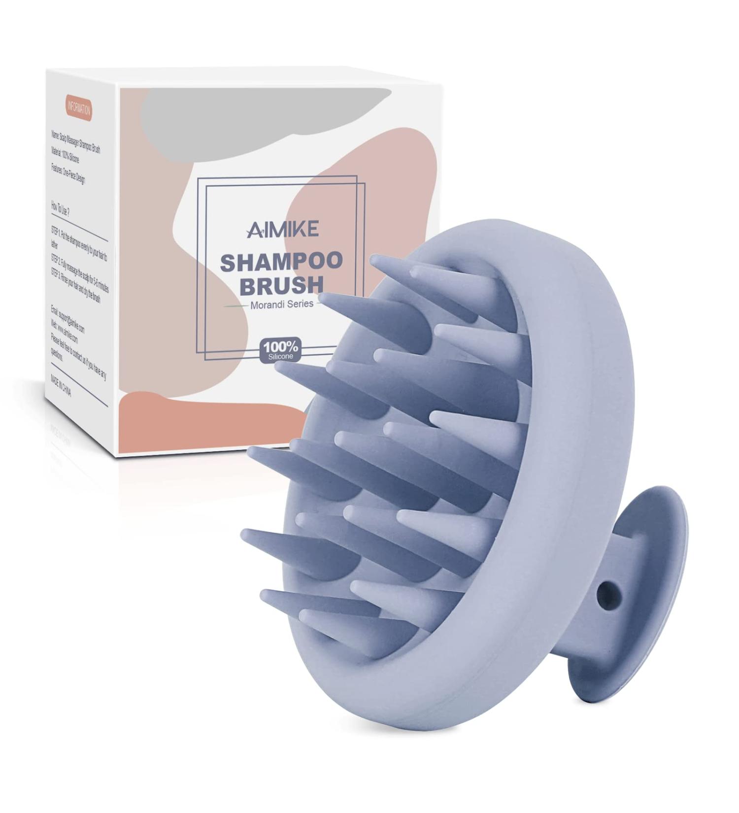 Aimike Scalp Massager Shampoo Brush - Soft Silicone Hair Scrubber for Dandruff Removal and Hair Growth - Blue Haze - Buy Online on GoSupps.com