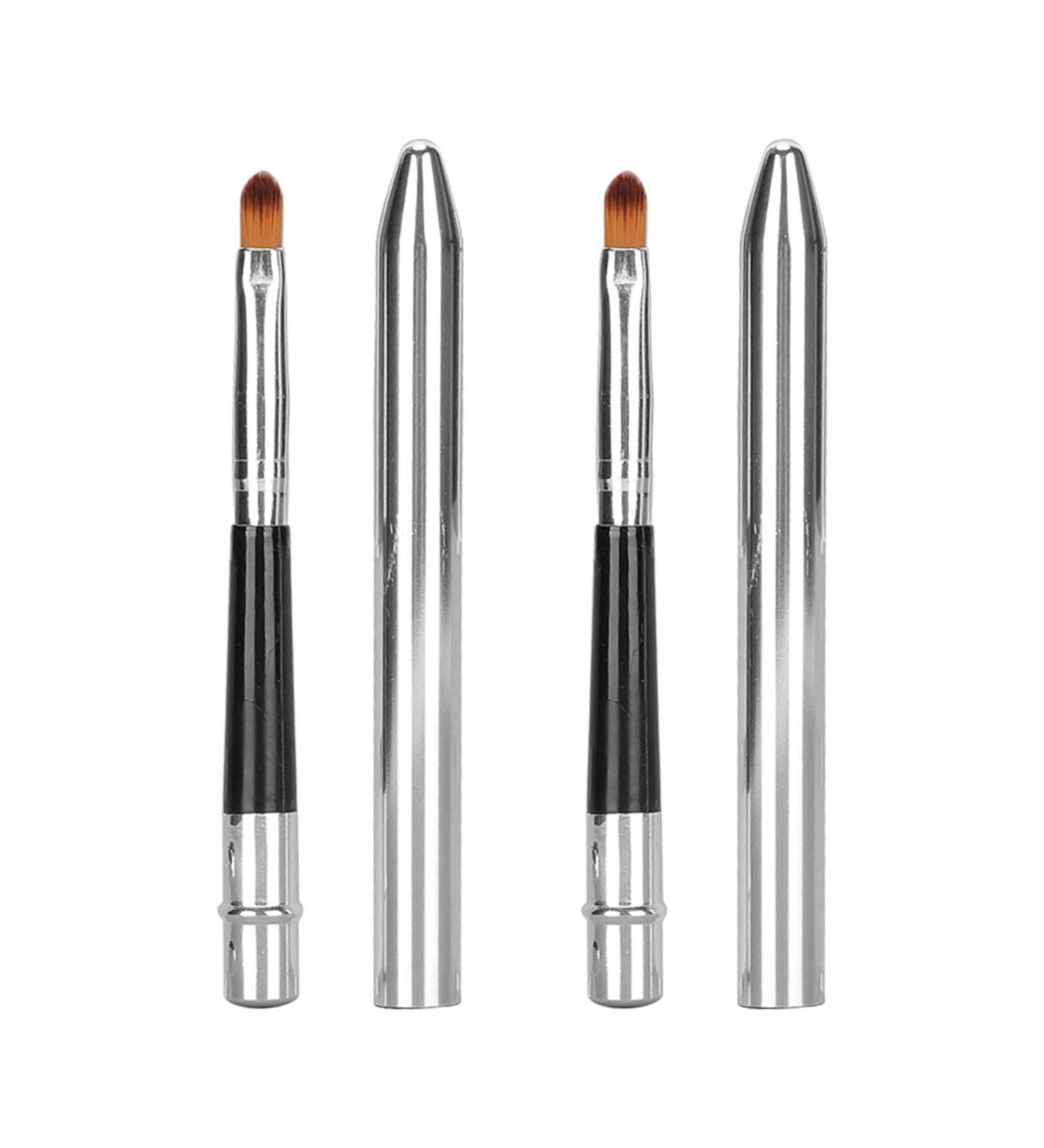 2pcs Ergonomic Lip Brush Set Retractable & Easy Clean Aluminium Lipstick Brushes for Perfect Application - Buy Online on GoSupps.com