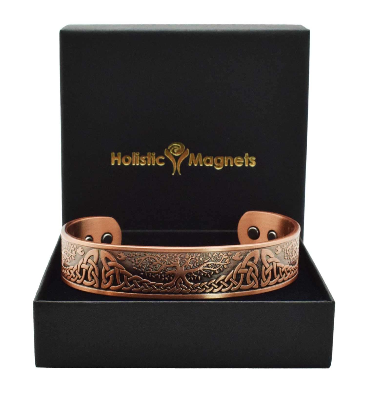 Holistic Magnets Copper Magnetic Bracelet for Arthritis & Tendinitis Relief - Celtic Tree of Life Design (19.5-22cm) - Buy Online on GoSupps.com
