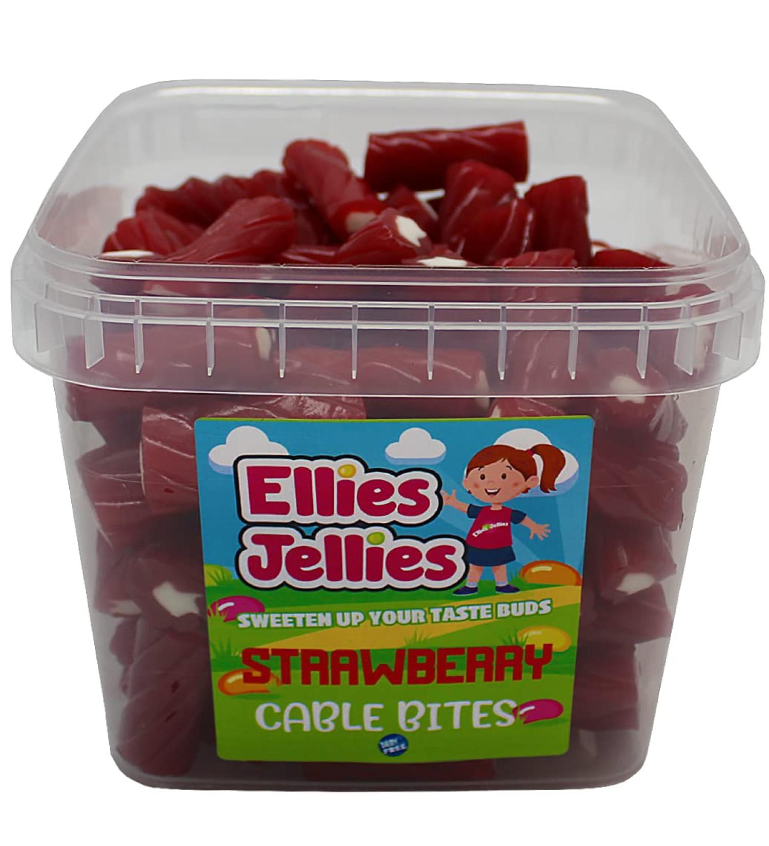 Ellies Jellies Strawberry Cable Bites 825g Square Tub