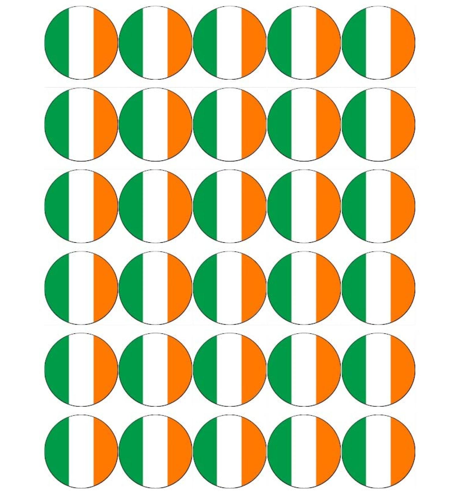 30 Ireland Irish Flags Cupcake Toppers Edible Wafer Paper Fairy Cake Toppers Birthday Cake Decorations