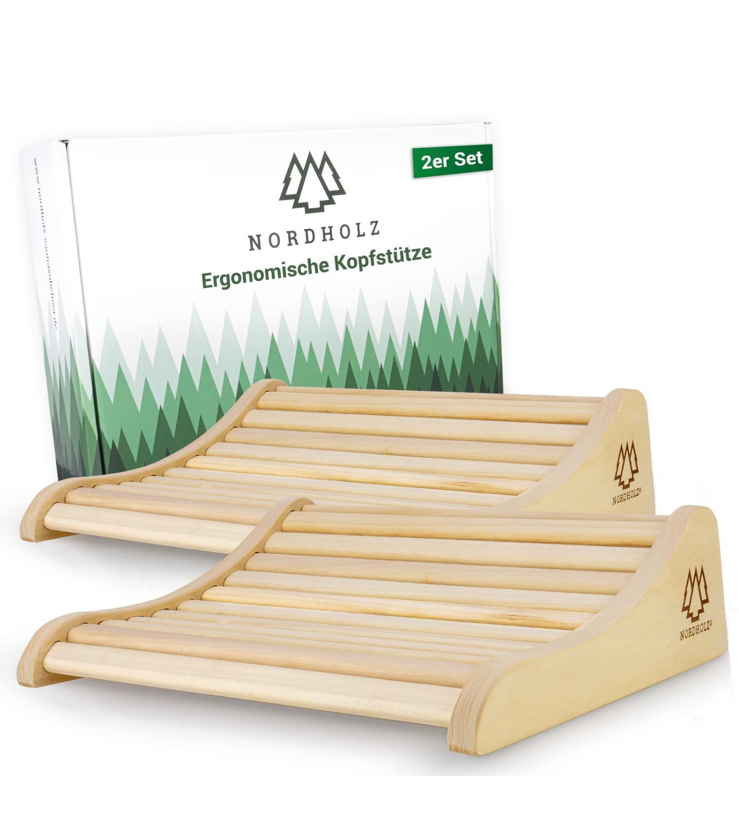 Sauna Headrest Wood 2er Set - Ergonomic Handmade Scandinavian Spruce - Optimal Comfort 37x33cm - Premium Sauna Accessories - Buy Online on GoSupps.com