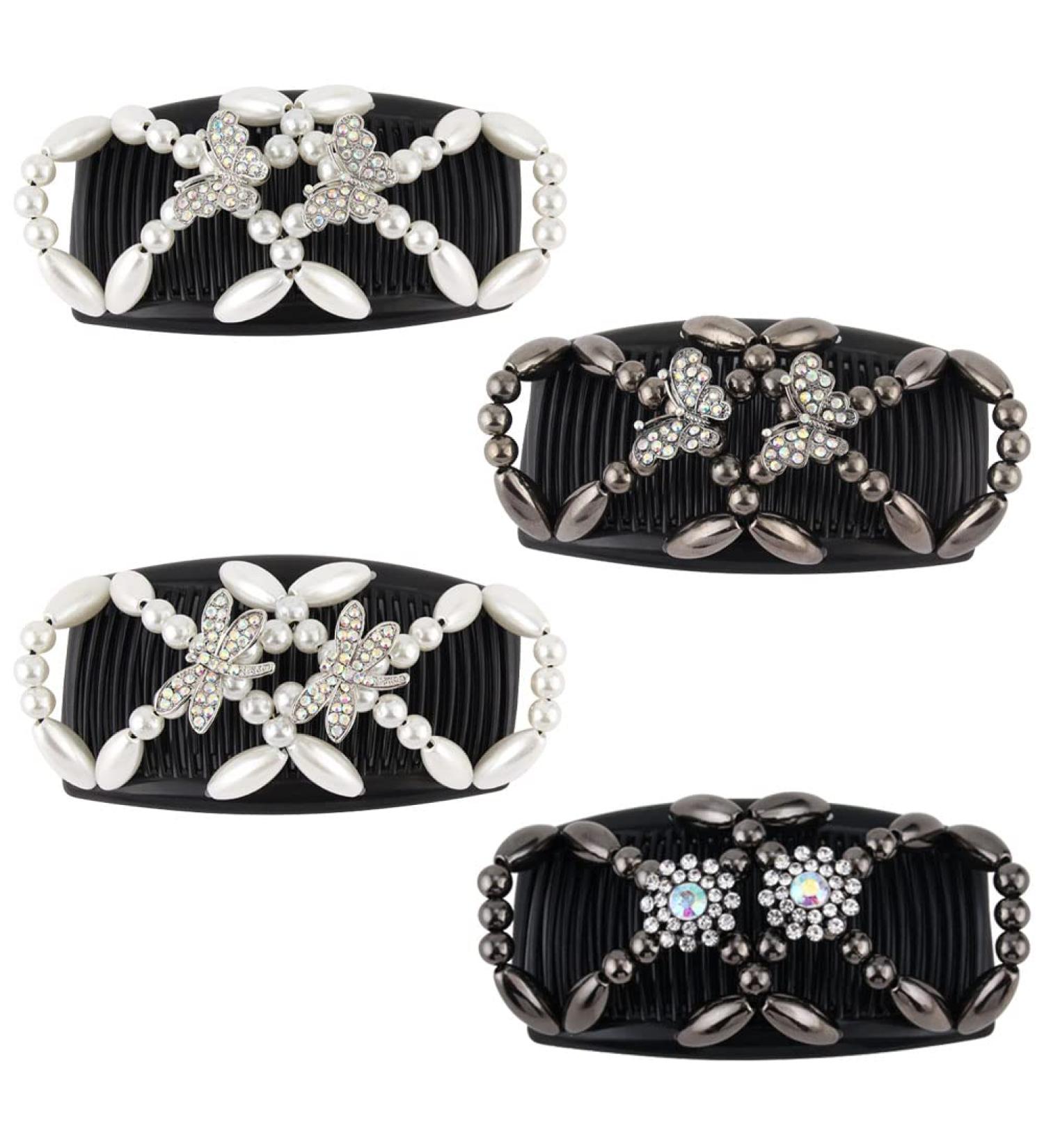 ZUYYON 4Pcs Magic Hair Combs - Stretchy Beaded Hair Clips for Women - DIY Hair Styling Accessories - Butterfly Dragonfly Design - Buy Online on GoSupps.com