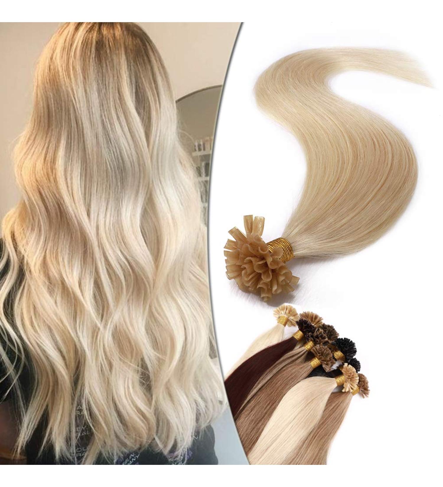 SEGO Bondings Extensions - Real 1G Keratin U-Tip Remy Human Hair - 50 Strands Light Blonde #613 - 16 (40cm) - 50g - Buy Online on GoSupps.com