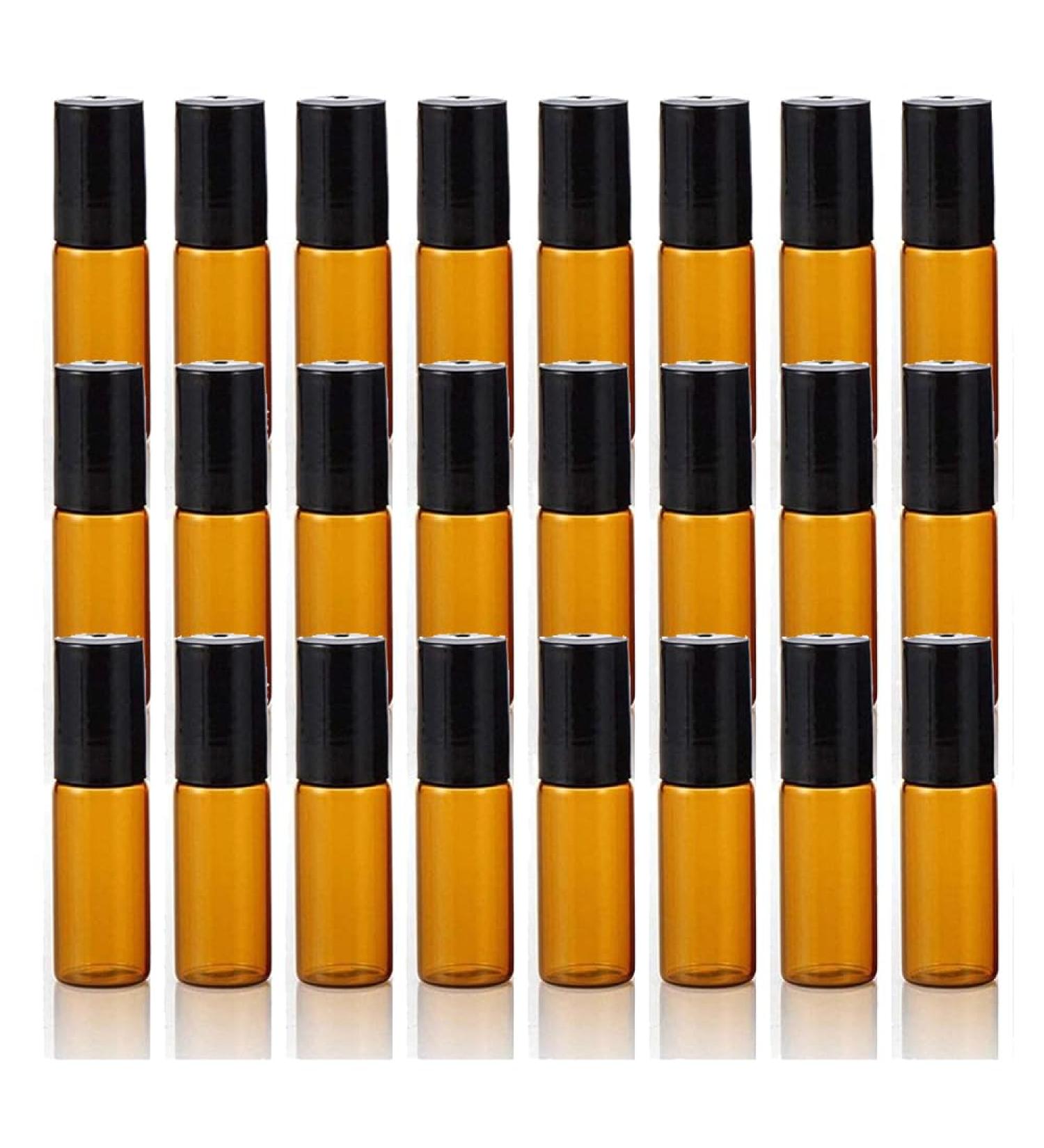 Voarge 24x 5ml Empty Glass Roll-On Bottles - Brown Amber for Essential Oils Lotions & Perfumes - Perfect for Travel - Buy Online on GoSupps.com