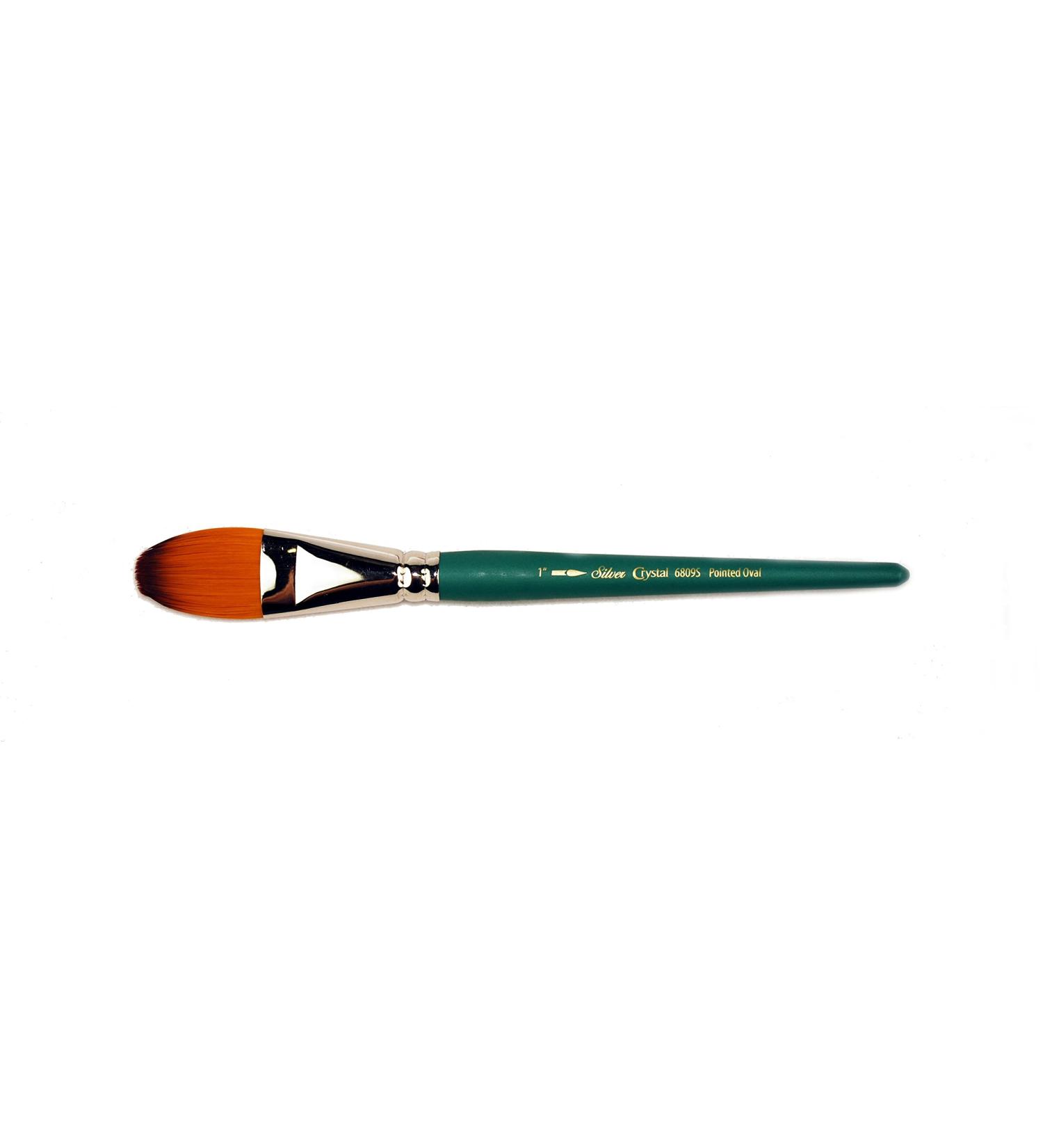 Silver Brush Limited 6809S1 Crystal Pointed Oval Brush for Watercolor and Oil, Size 1, Short Handle 1 in