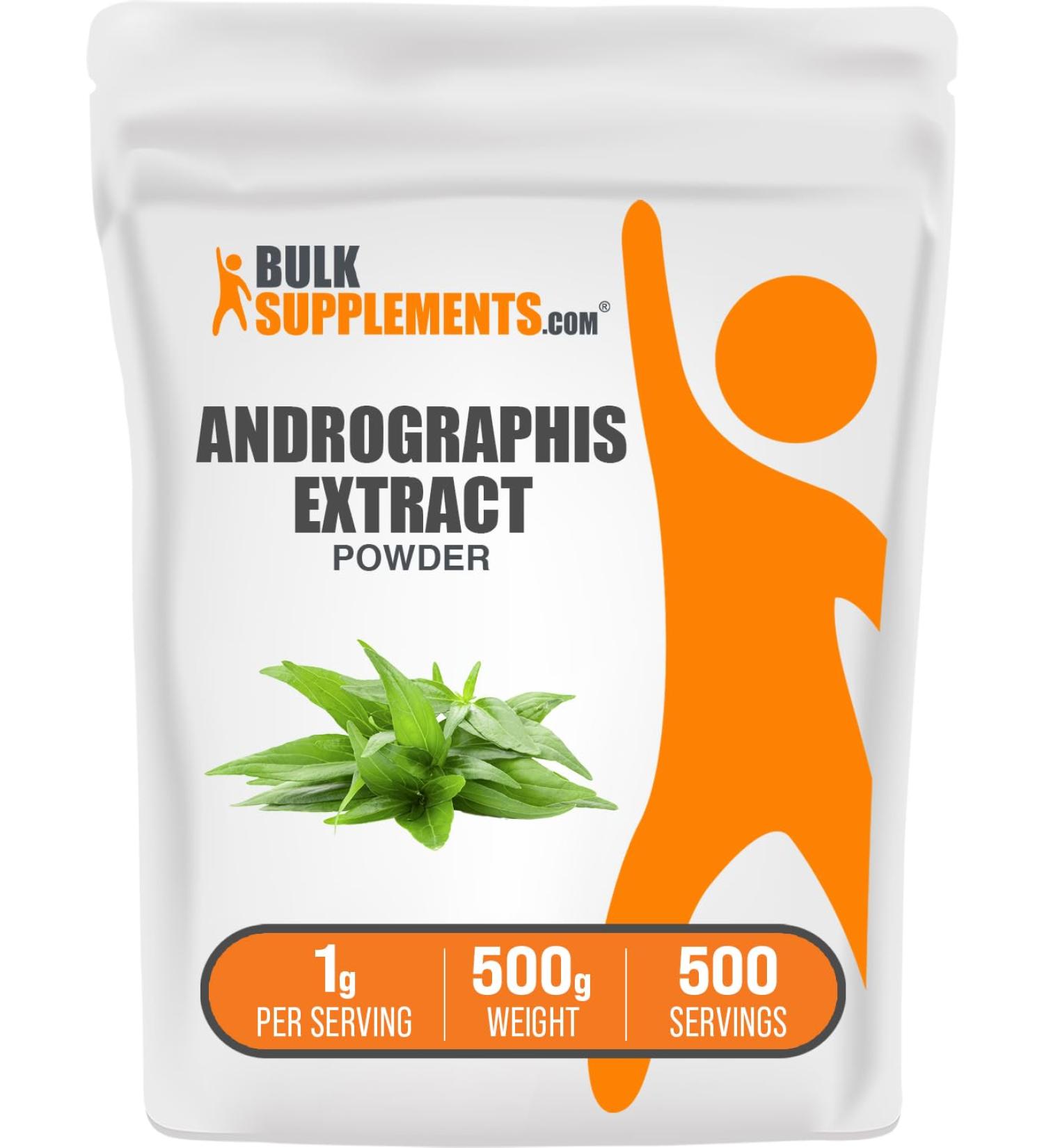 BulkSupplements.com Andrographis Extract Powder - Andrographis Paniculata Herbal Supplement - Gluten Free 1g per Serving 500g (1.1 lbs) (Pack of 1) 17.64 Ounce (Pack of 1) - Buy Online on GoSupps.com