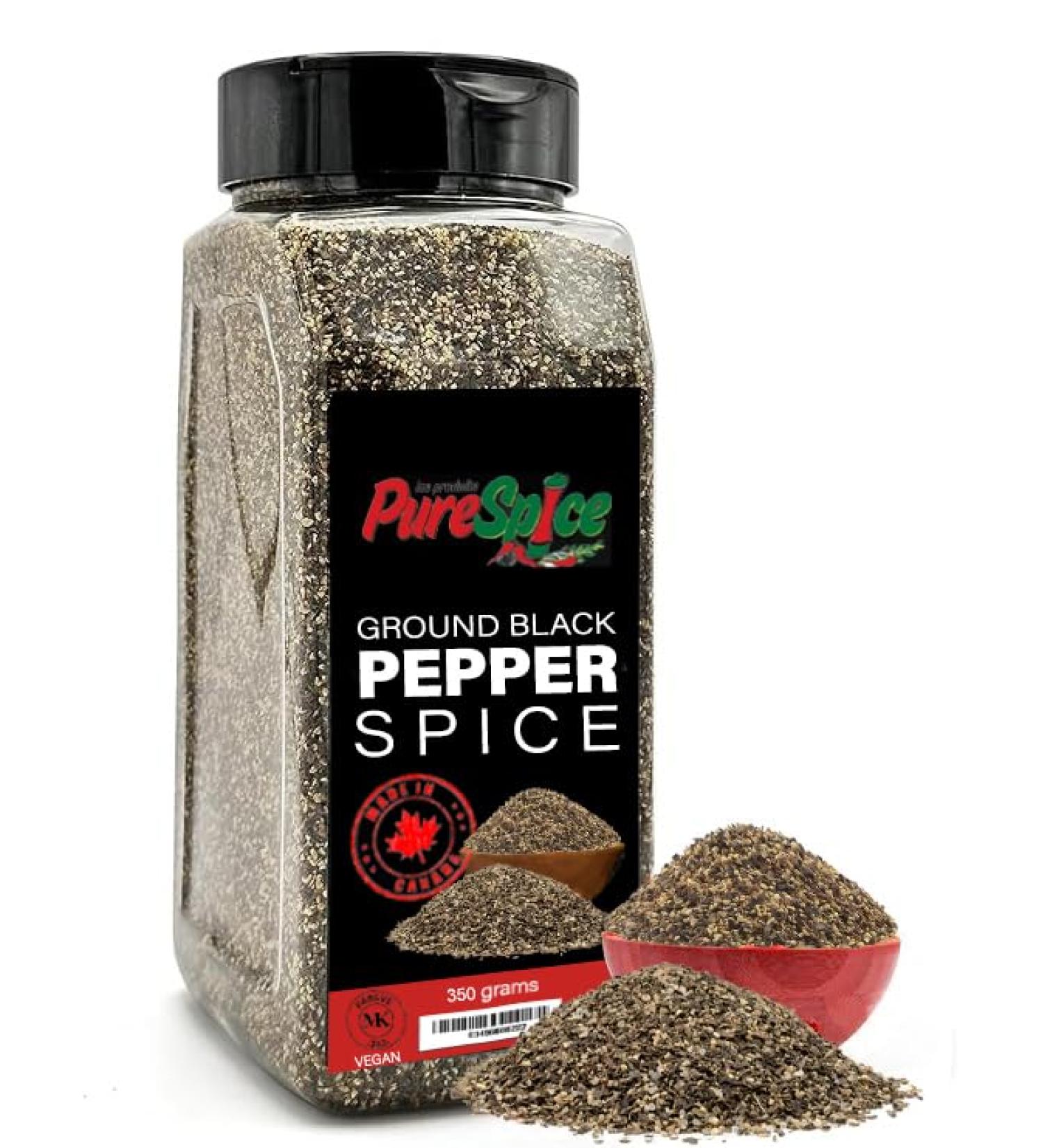 PureSpice Ground Black Pepper Spice 350 Grams | Restaurant Grade Vegan Kosher Powder Seasoning | Premium Flavor for Cooking Meat Steak Rub and Sauce (Black Pepper Ground) - Buy Online on GoSupps.com