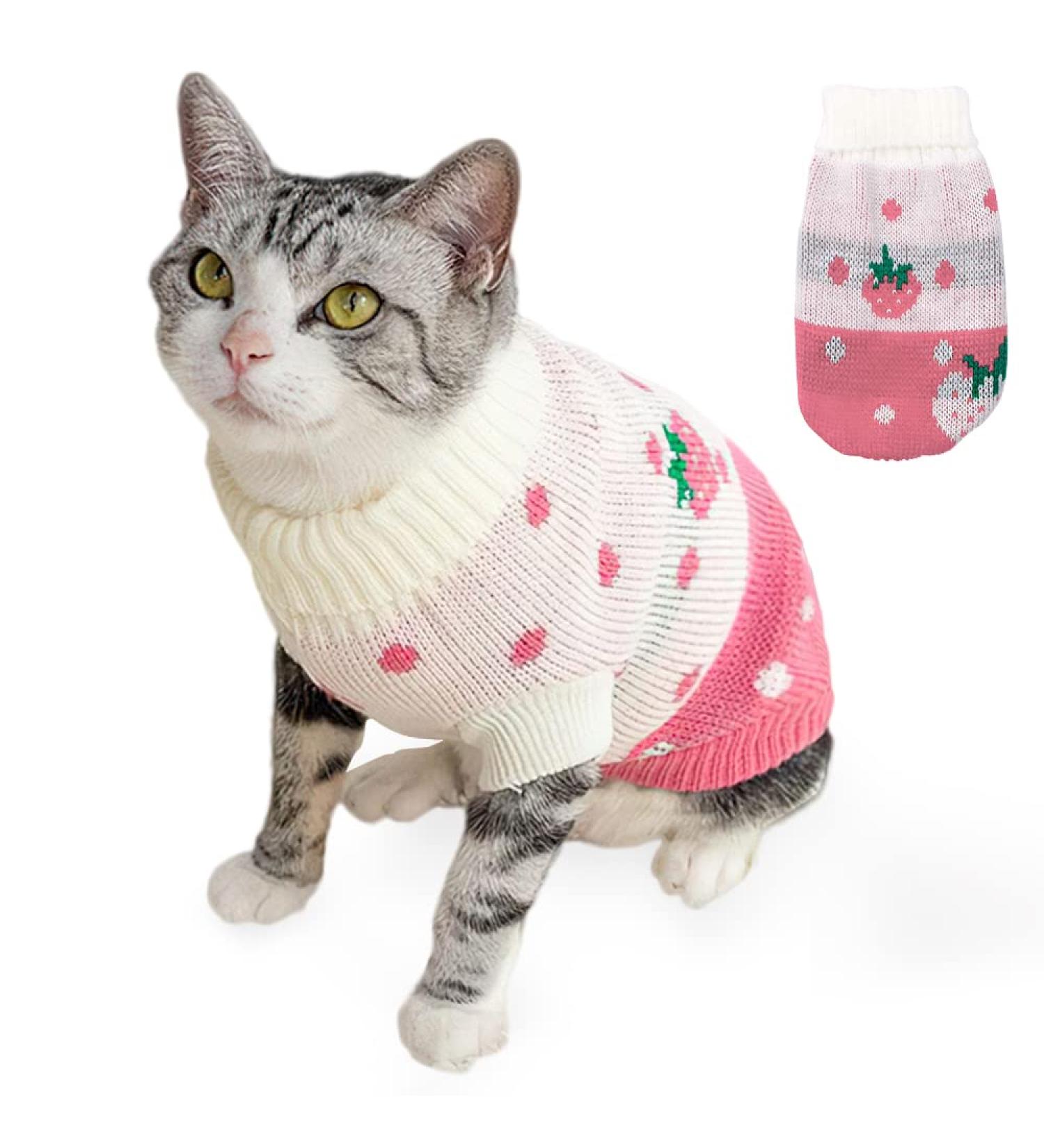 Cozy Winter Cat Sweater | Hillylolly Pink Pullover for Cats | Warm Knitted Clothing | Perfect for XL Cats - Buy Online on GoSupps.com