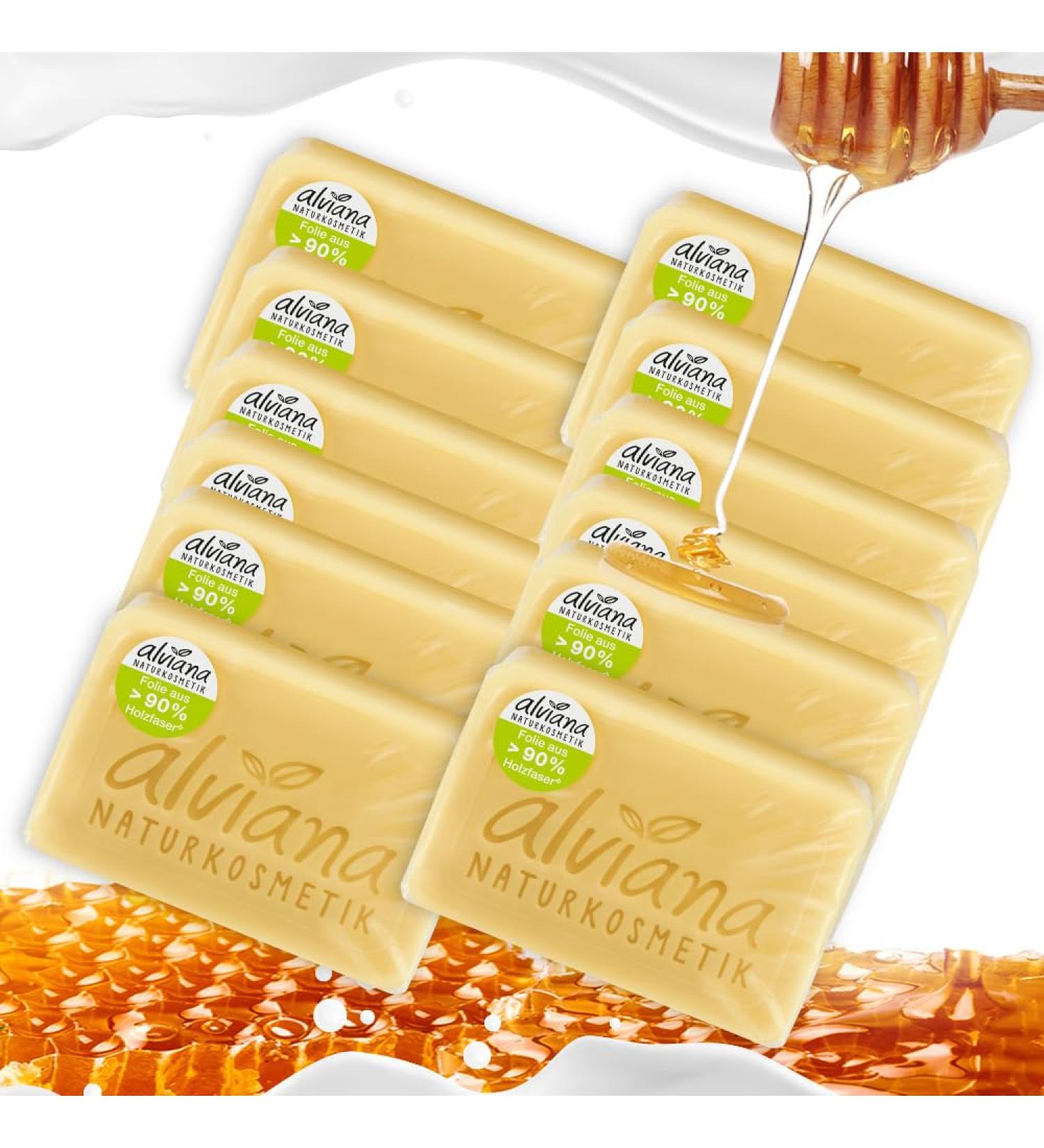  Alviana Vegetable oil soap with milk and honey 100g - Buy Online on GoSupps.com