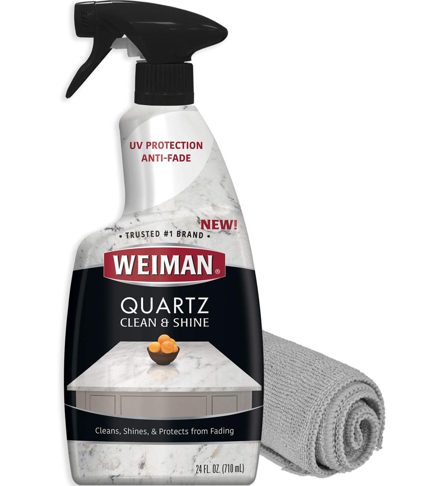 Weiman Quartz Countertop Cleaner and Polish 24oz with Microfiber Cloth - Shine and Protect Your Stone Surfaces - Buy Online on GoSupps.com