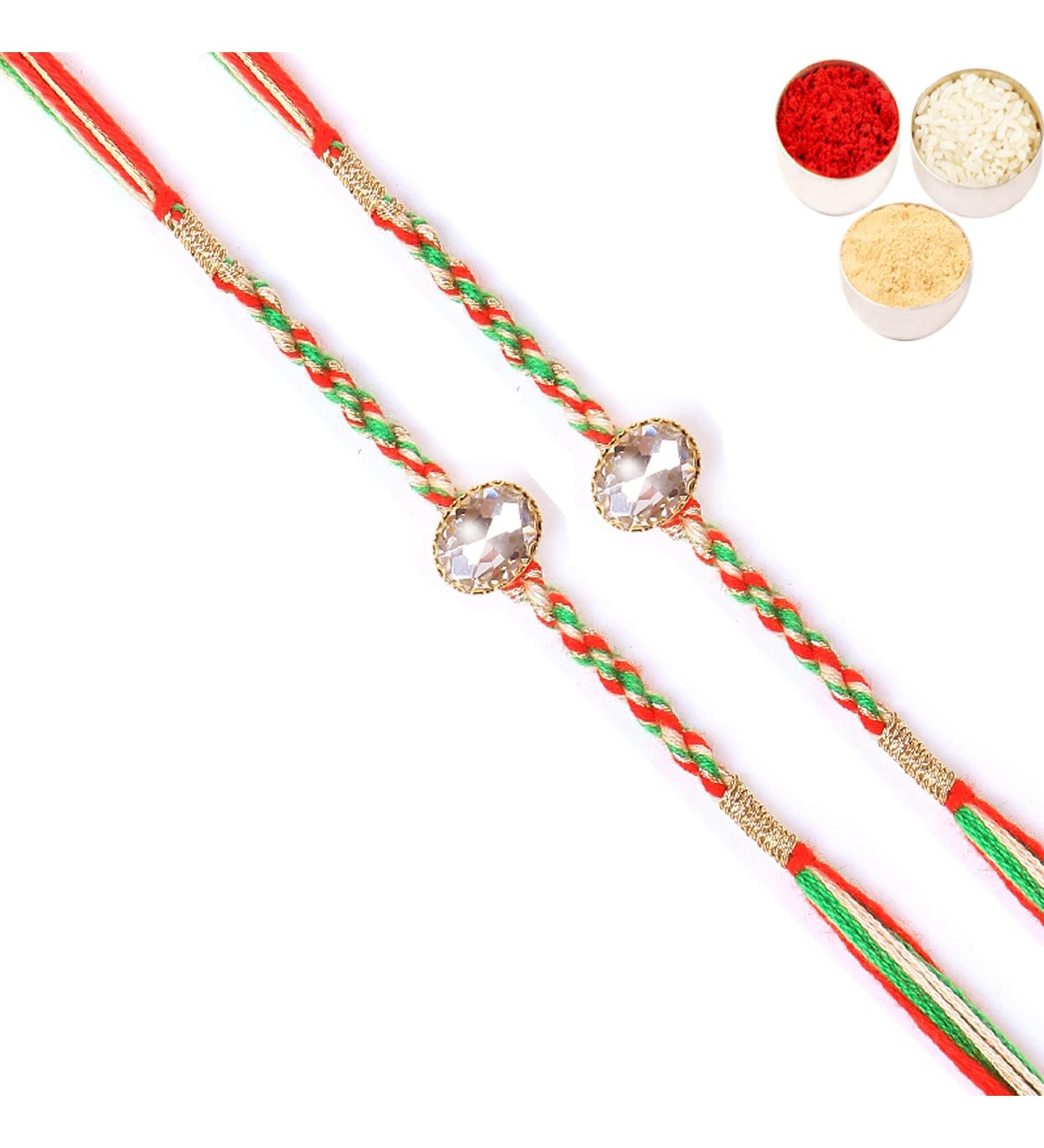 Ghasitaram Gifts Rakhi for Brother Rakhis Online - Set of 2-6377 Fancy Thread Rakhis - Buy Online on GoSupps.com