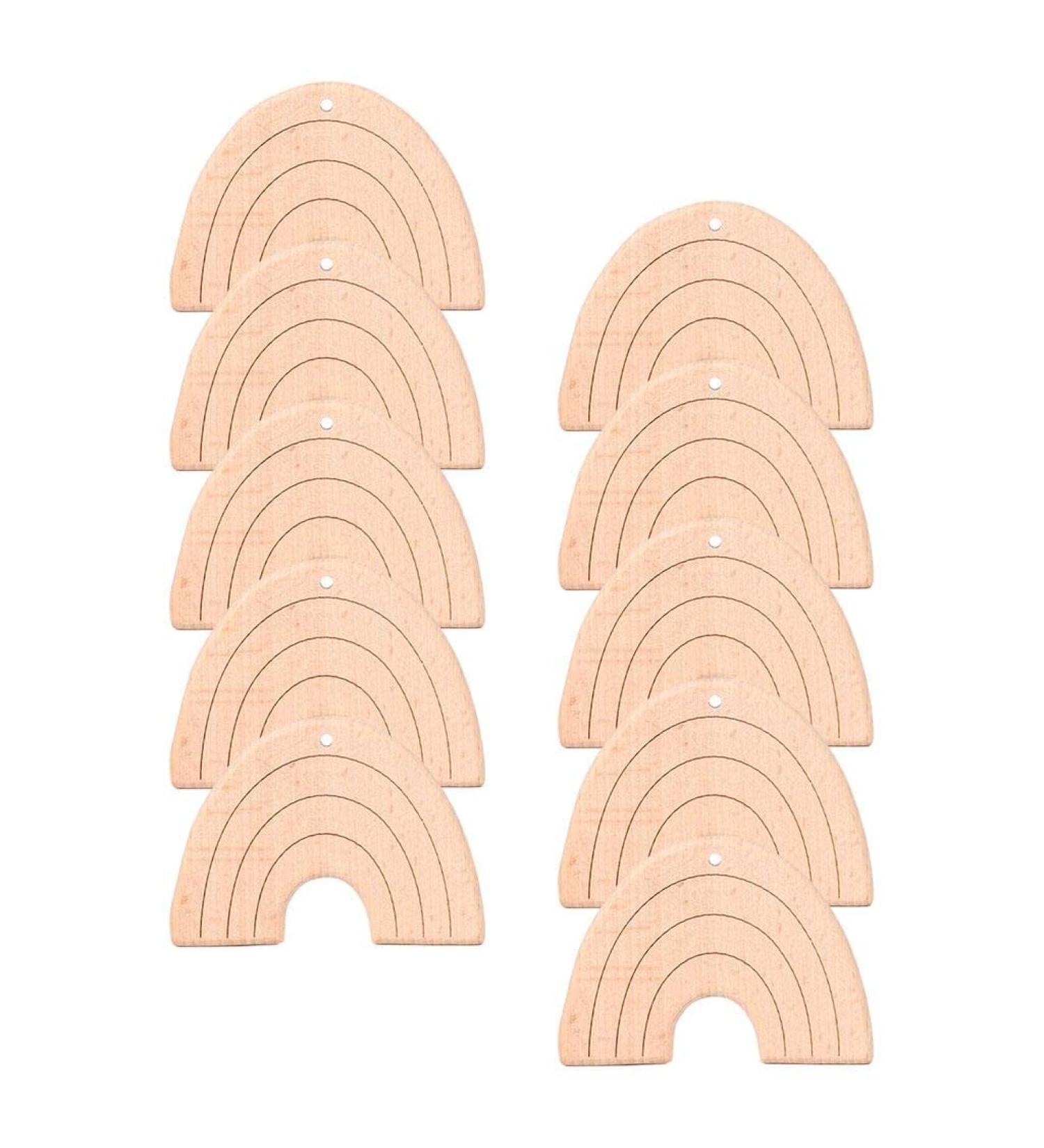 Colcolo 10x Natural Beech Wooden Baby Teething Toys - Rainbow Shape Chew Toys for Toddlers | Safe & Eco-Friendly - Buy Online on GoSupps.com