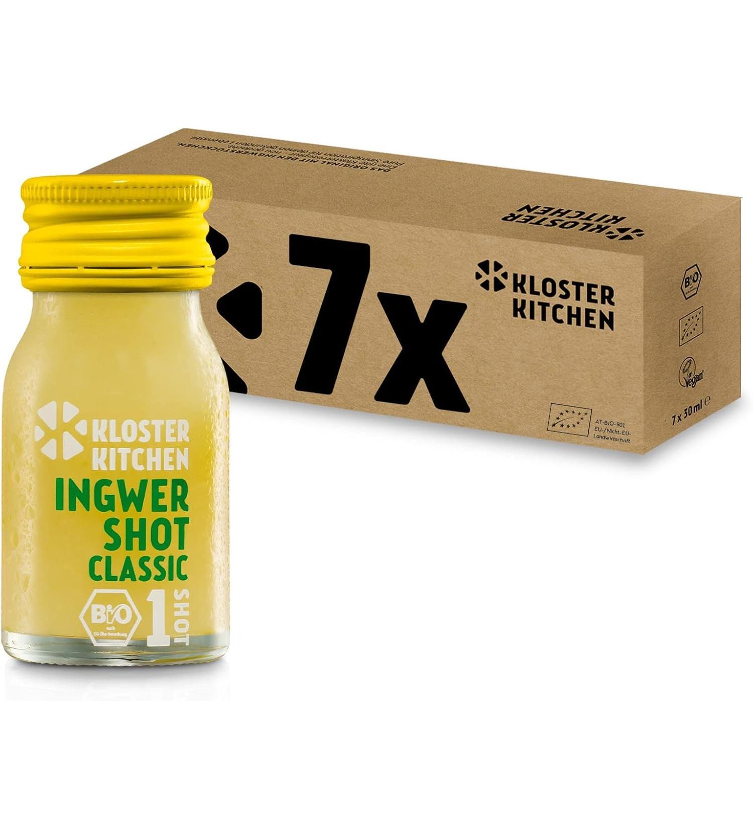 Kloster Kitchen Bio Gingembre Shot Classic 1SHOT 7x 30 ml avec morceaux de gingembre I Gingembre Shot avec v g talien Classic doux- pic sans additifs & avec douceur naturelle - Buy Online on GoSupps.com