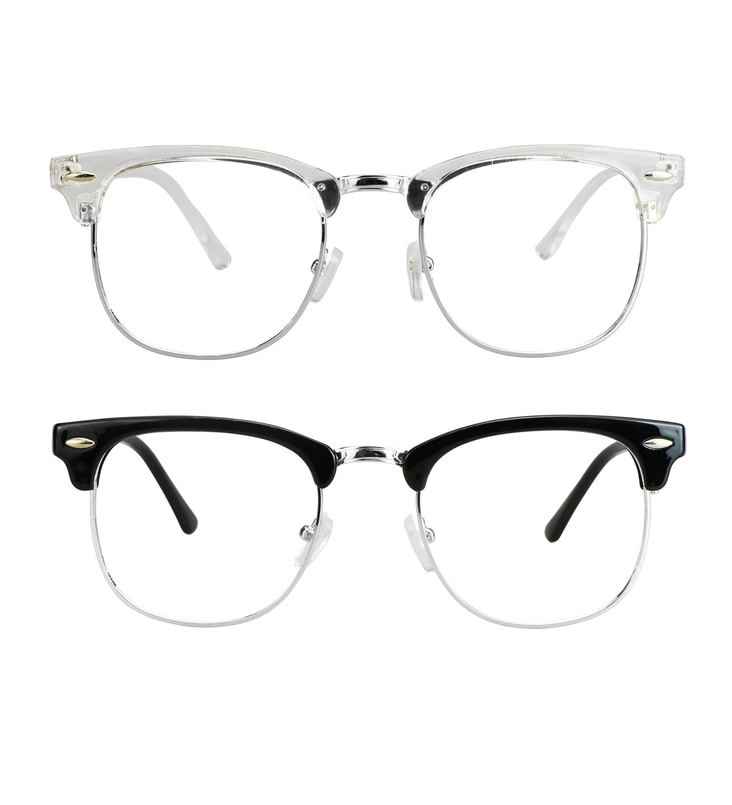 LifeArt Blue Light Blocking Glasses - 2 Pairs Anti Eyestrain Computer Gaming TV Glasses for Men Women - No Magnification - Black Silver + Clear Silver - Buy Online on GoSupps.com