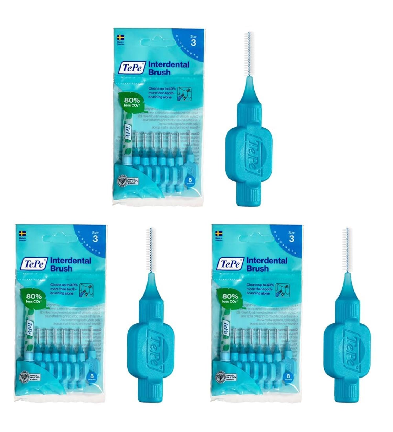 TePe Interdental Brush Size 3 - 8 Pieces (Pack of 3) | Ideal for Effective Oral Hygiene | Ships Internationally - Buy Online on GoSupps.com