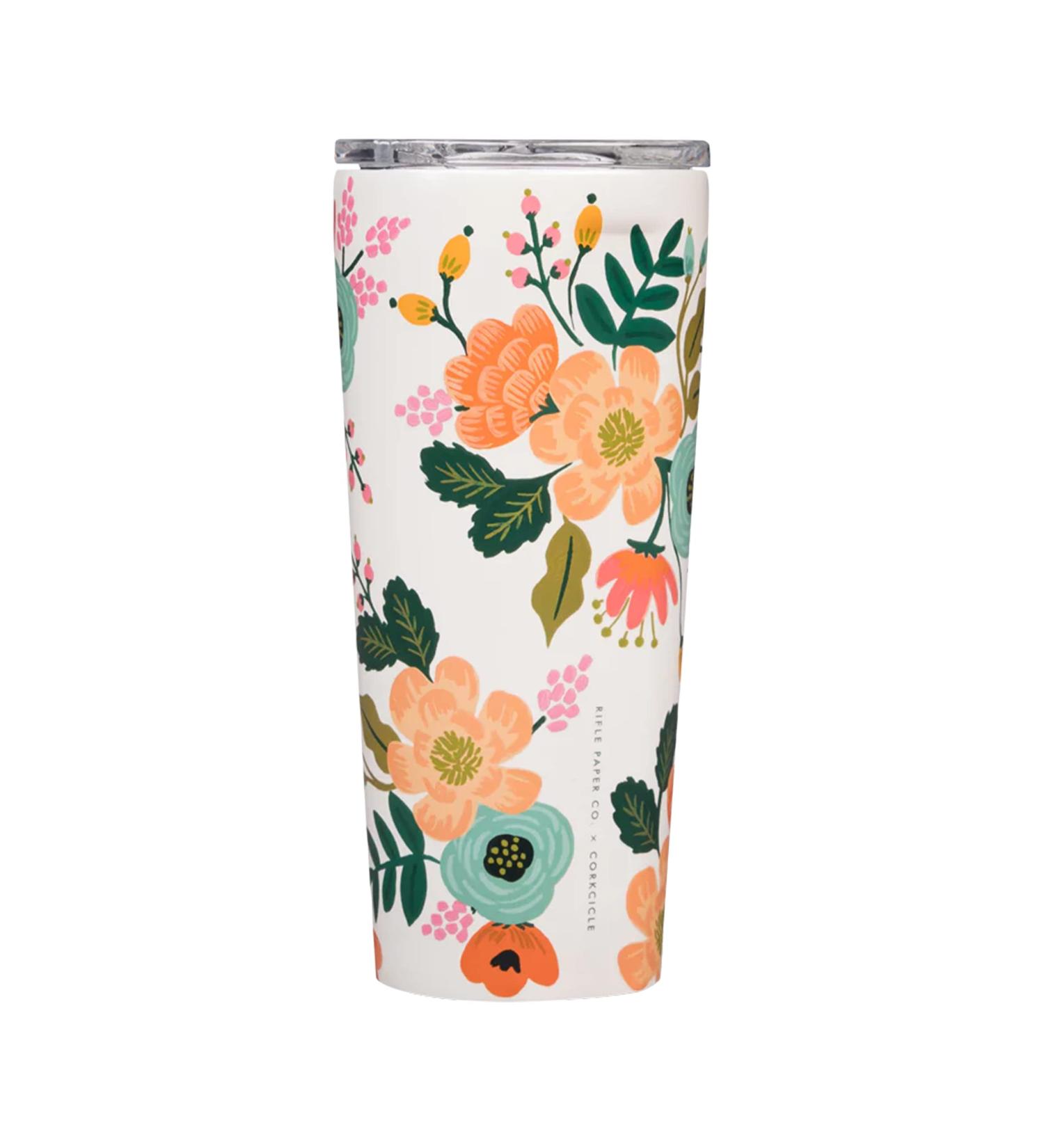 Corkcicle Rifle Paper Co. Tumbler 24oz - Triple Insulated Stainless Steel Travel Mug | BPA-Free, Keeps Drinks Cold 9 Hours, Hot 3 Hours | Gloss Cream Lively Floral - Buy Online on GoSupps.com