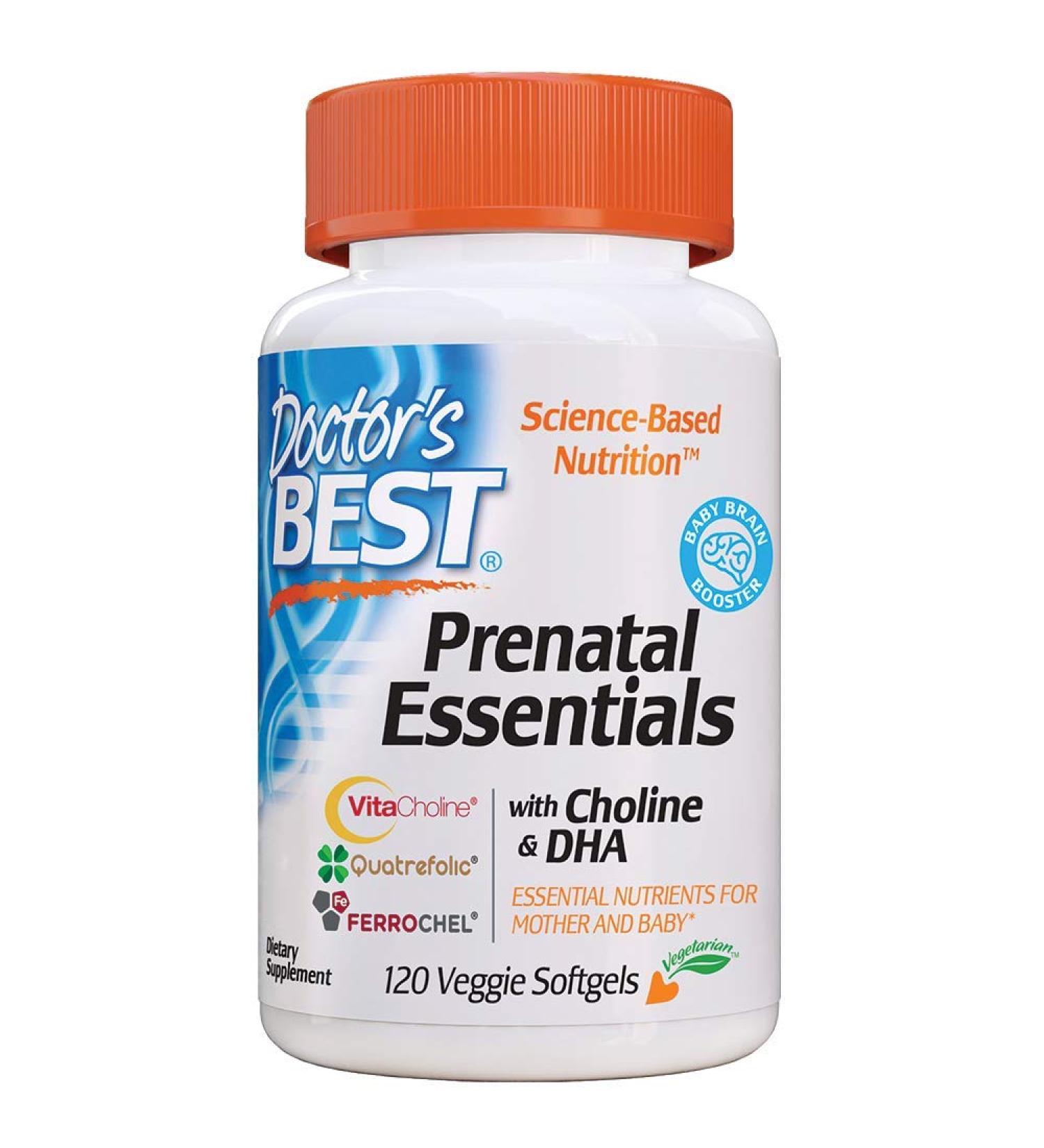 Doctor's Best Prenatal Essentials with Choline & DHA - 120 Veggie Softgels for Optimal Mother's & Baby's Health - Buy Online on GoSupps.com