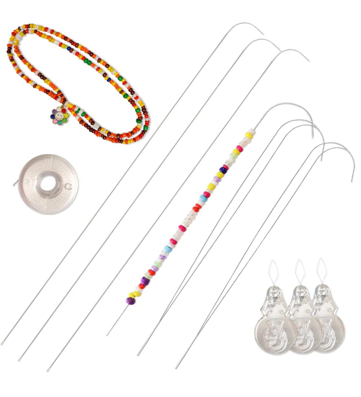 Hobbyworker Needle and Thread Kit with Big Eye Curved Beading Needles - Bead Spinner Needles, Cotton Thread, and Needle Threaders for Jewelry Making and Hand Sewing - Buy Online on GoSupps.com