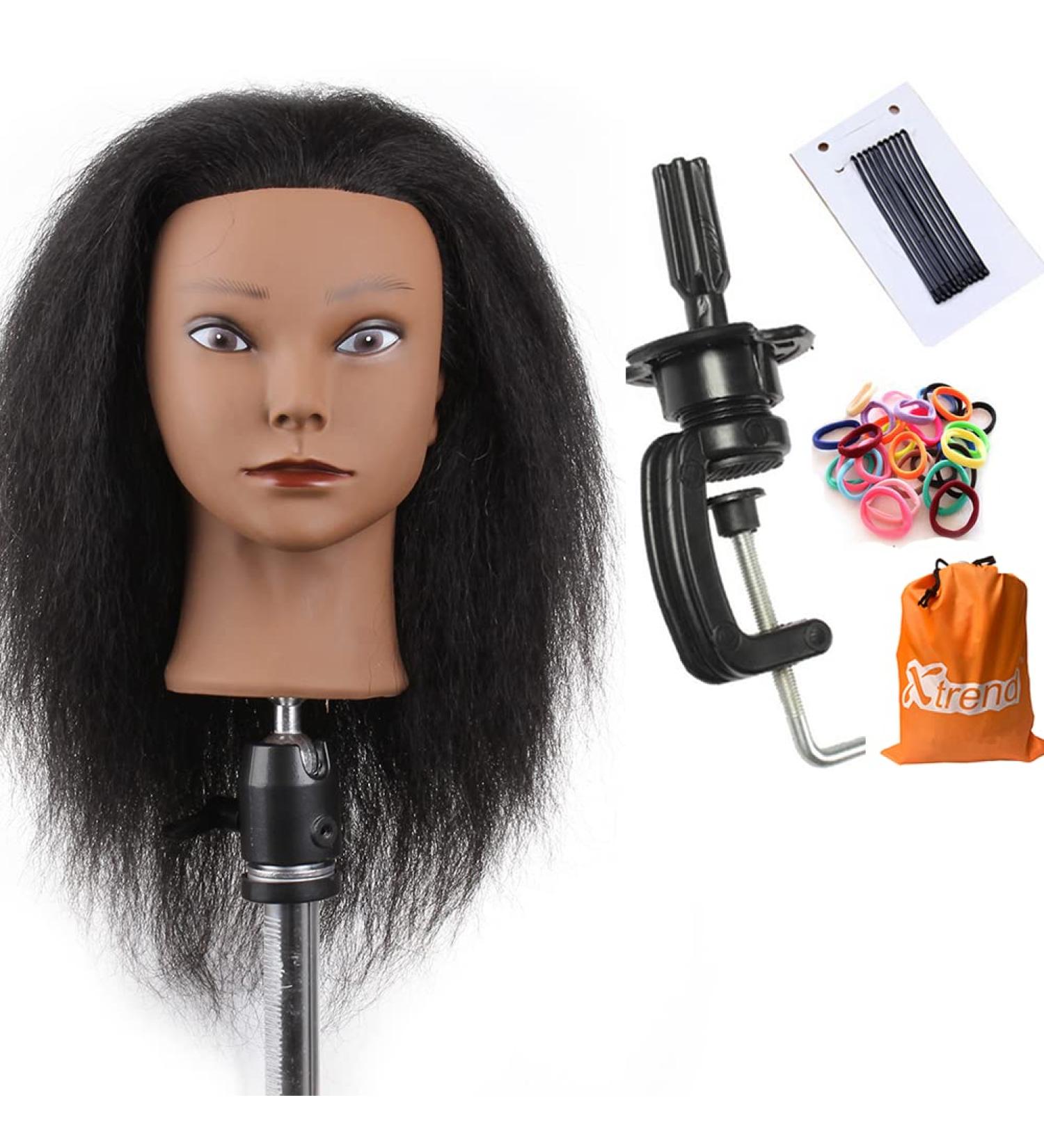 Xtrend 100% Real Hair Exercise Head for Hairdressers | Ideal for Hairstyles & Braids | Includes Table Clamp & Stand - Buy Online on GoSupps.com