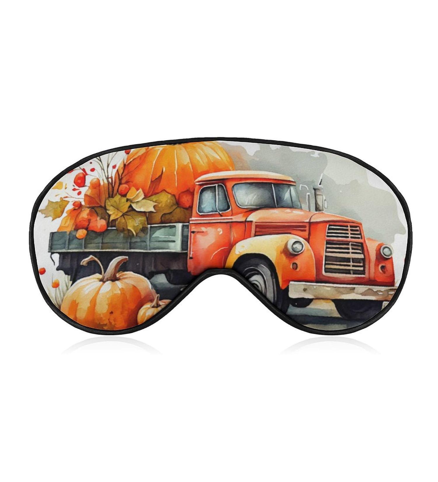 Harvest Red Truck Pumpkin Sleeping Mask | Soft Adjustable Eye Covers for Sleep | Light-Blocking Blindfold for Women Men Girls Boys - Buy Online on GoSupps.com
