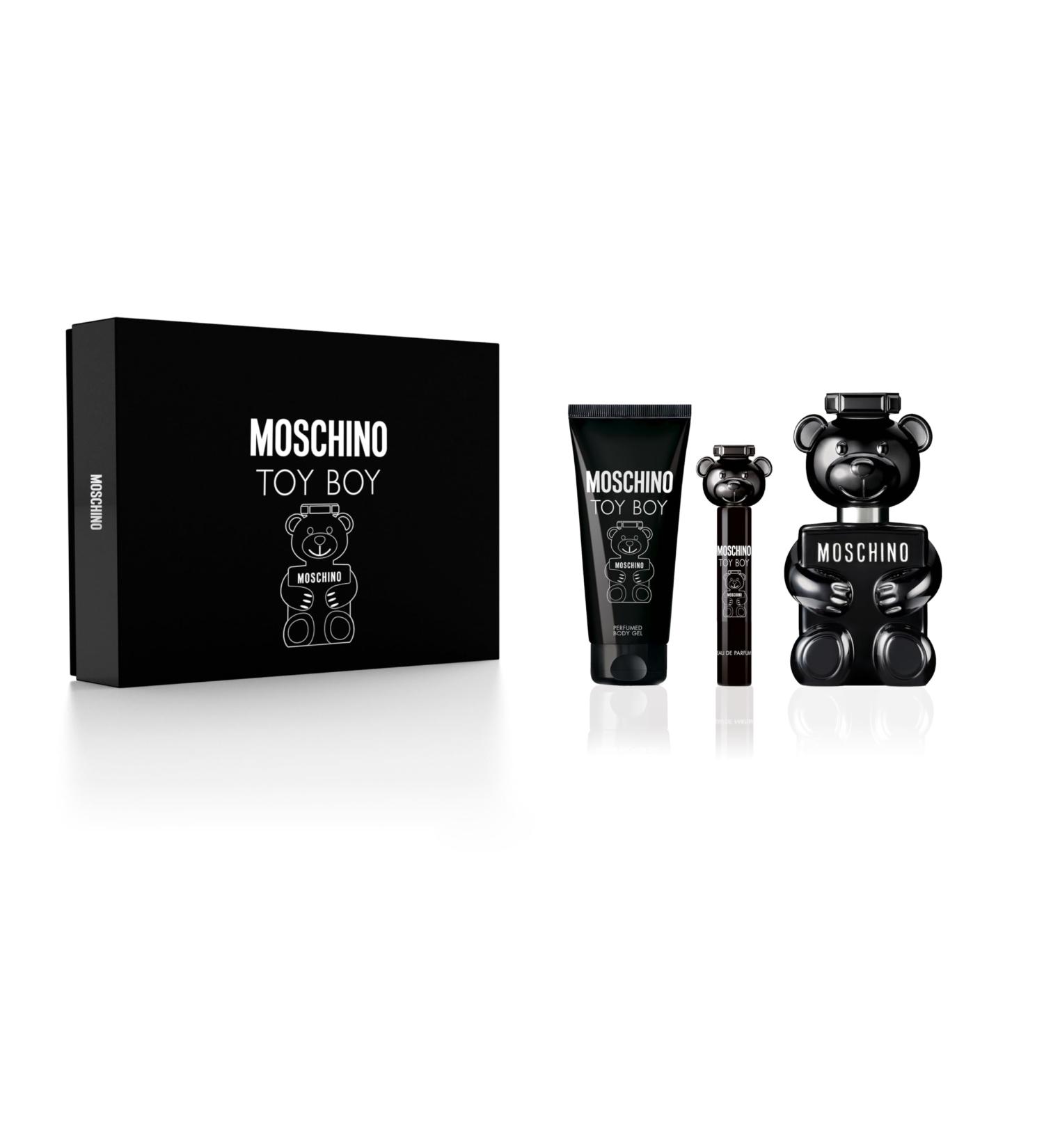MOSCHINO Toy Boy 3 pcs Men's Perfume Gift Set - 3.4 Oz EDP Spray + 3.4 Oz Shower Gel + 10ml Mini EDP Travel Spray - HARD GIFT BOX SET