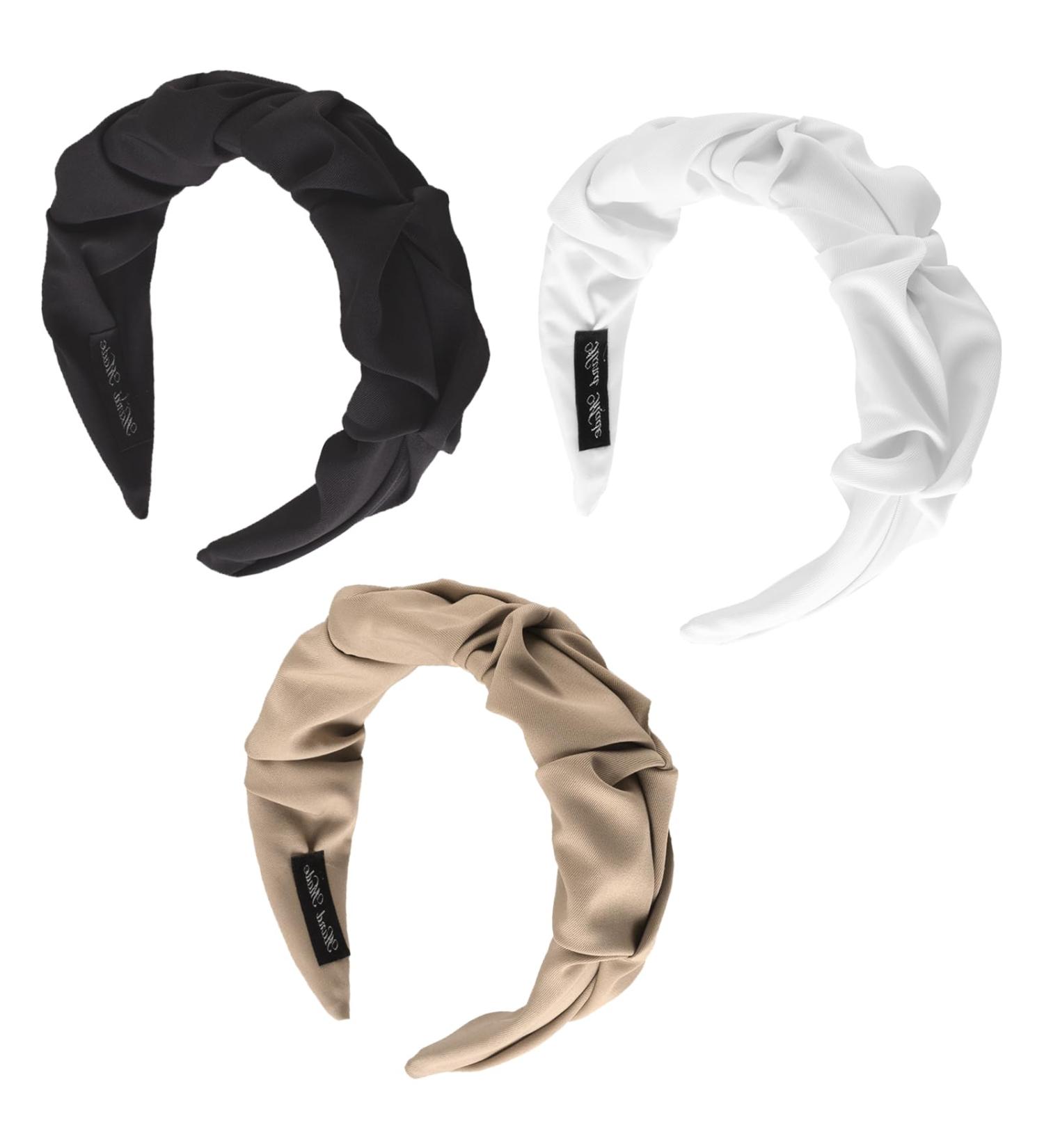 Hair Band Women Leopard Print Solid Colour Wide Edge Hairband/Ruffled Wide Edge Hairband Vintage Beautiful Headband Hair Accessories Headband Elastic Head Wrap Cute Hair Accessories (B-3) - Buy Online on GoSupps.com