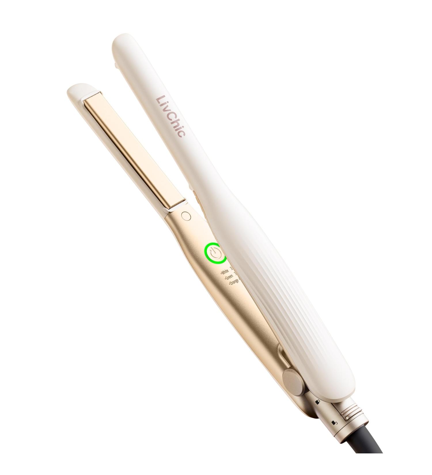 Small Flat Iron 1/2 Inch - Perfect for Short Hair Pixie Cuts & Bangs | Anti-Pinch Design | Dual Voltage Travel-Friendly | White - Buy Online on GoSupps.com