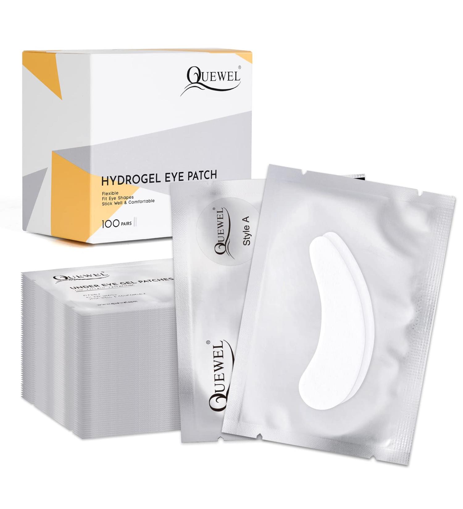 QUEWEL 100 Pairs Eyelash Extension Under Eye Pads with Aloe Vera | Hydrogel Eye Patch for Lash Extensions, Lint Free | Salon Quality, Stick Well | Fits Most Eye Shapes - Buy Online on GoSupps.com