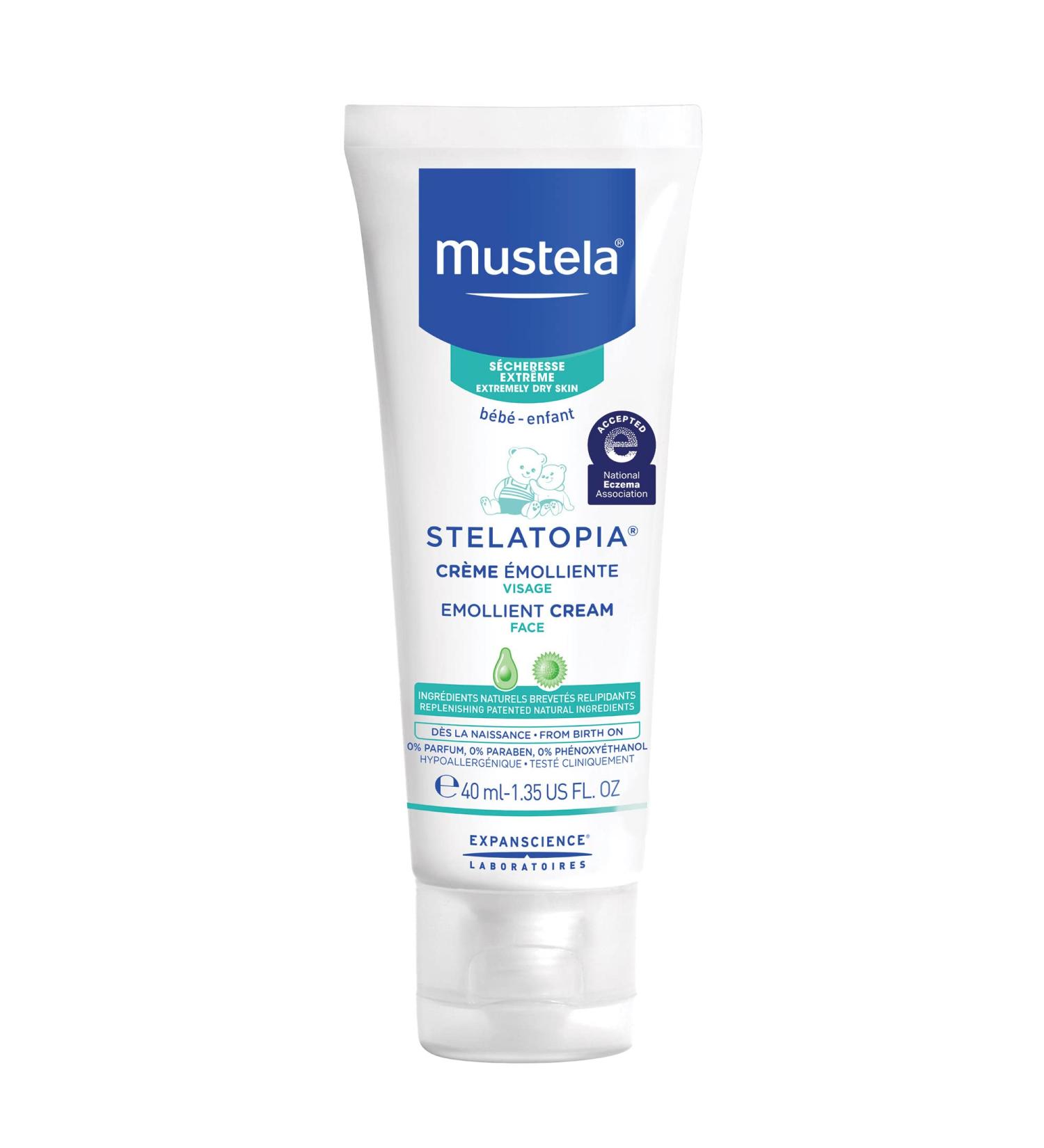Mustela Baby Stelatopia Emollient Face Cream 1.35 fl oz - Soothing Skincare for Babies - Buy Online on GoSupps.com