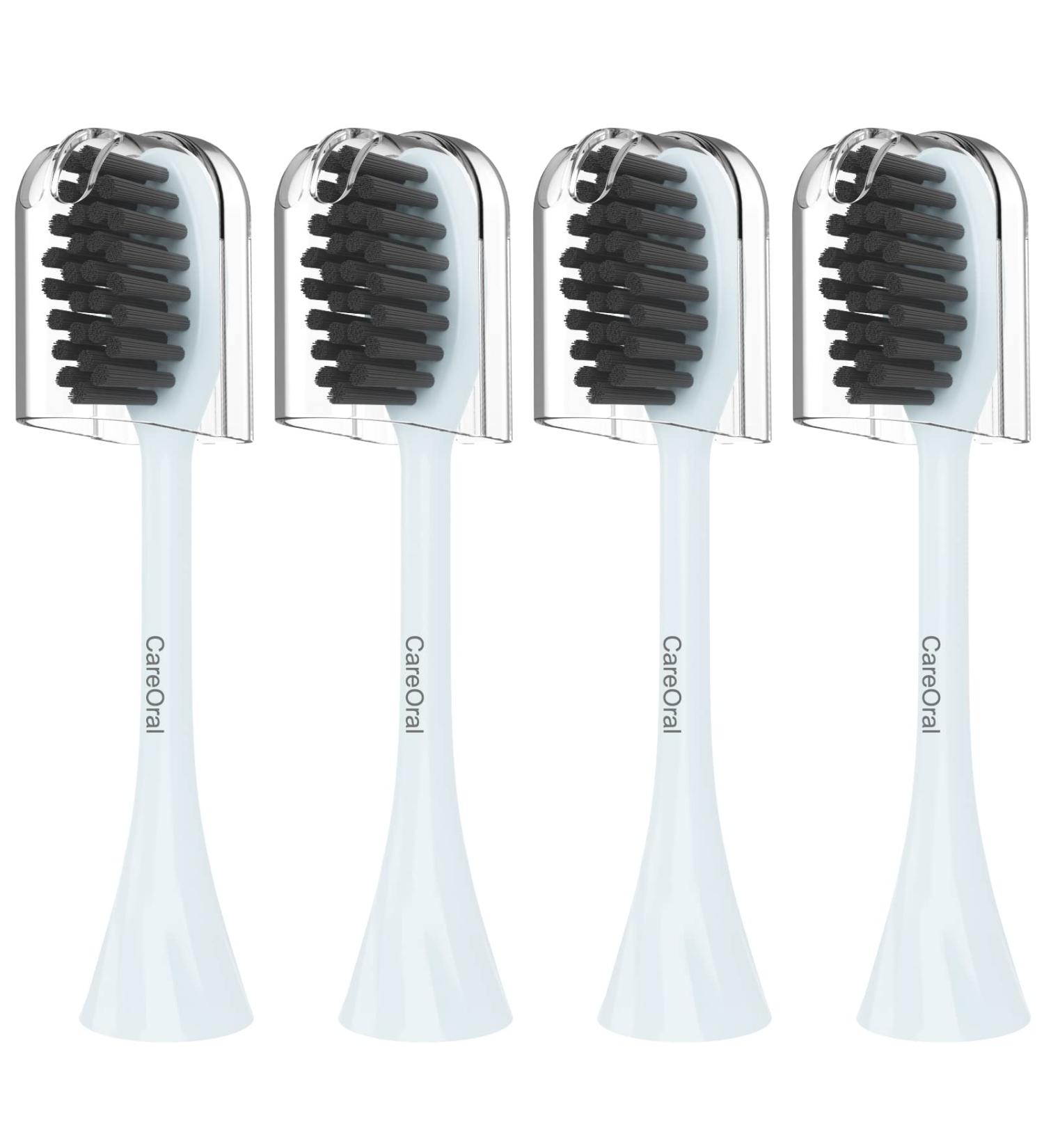 CareOral Replacement Toothbrush Heads - Charcoal Bristles for Deep Cleaning - Compatible with Philips Sonicare - 4 Pack Mint Light Blue - Buy Online on GoSupps.com