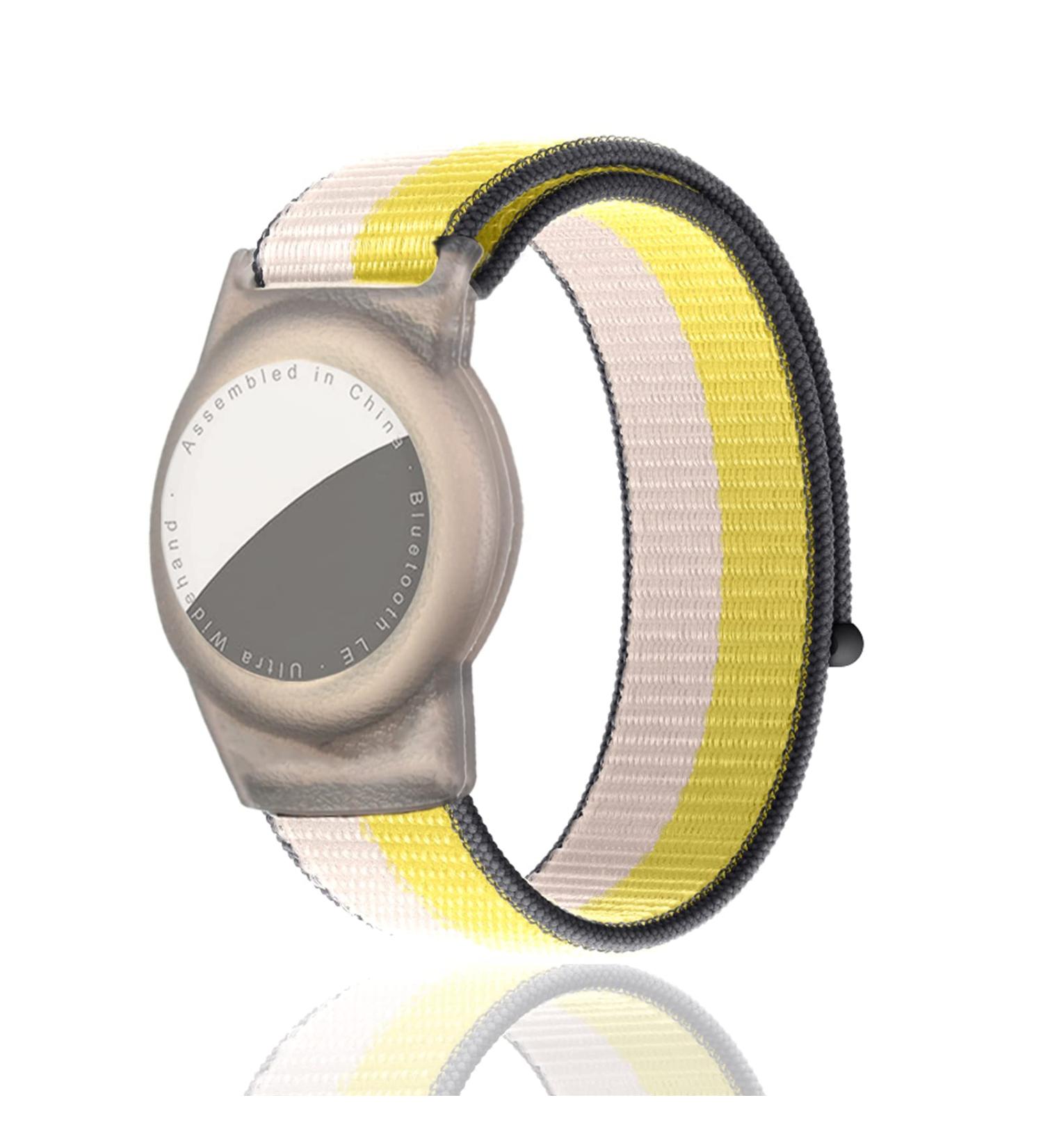 Dingfeiyu Airtag Wristband - Waterproof Adjustable Bracelet for Kids & Adults | Anti-Lost Nylon Band for Apple Airtag - Oatmeal - Buy Online on GoSupps.com