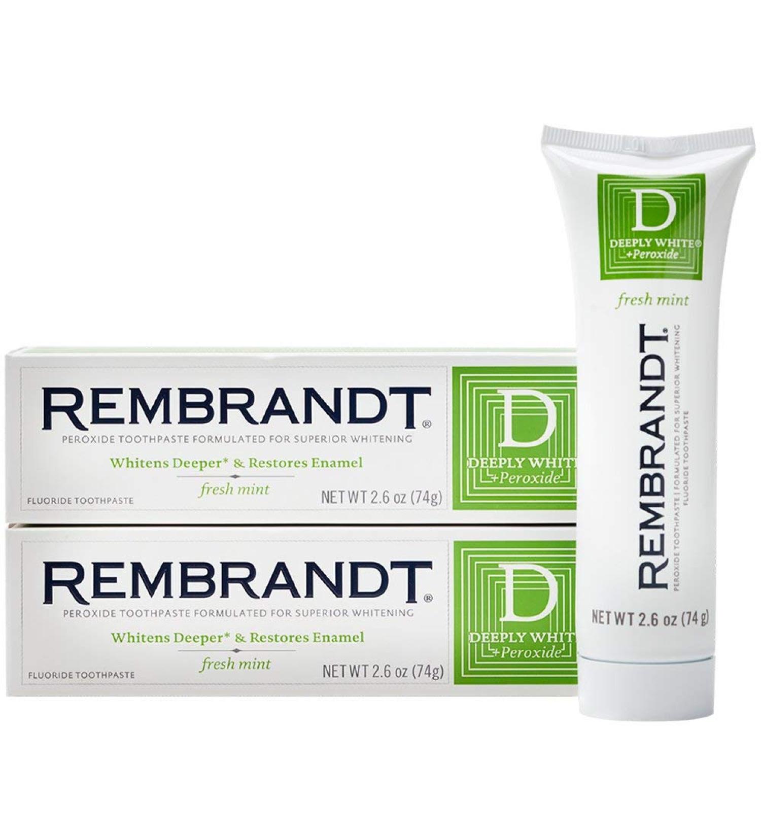 Rembrandt Deeply White + Peroxide Whitening Toothpaste Fresh Mint 2.6oz (Pack of 2) - Buy Online on GoSupps.com
