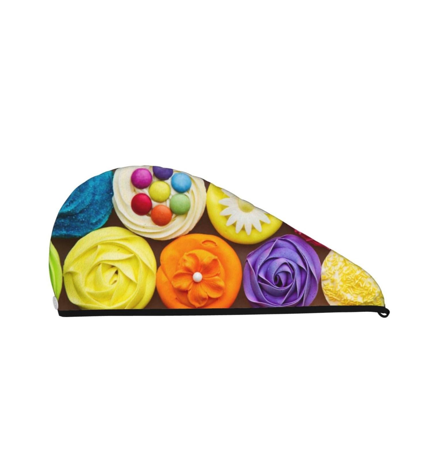 Buy Brightly Colored Cupcakes Microfiber Hair Towel | Soft Super Absorbent Quick Dry Coral Velvet Wrap for Long Curly & Thick Hair - International Shipping - Buy Online on GoSupps.com