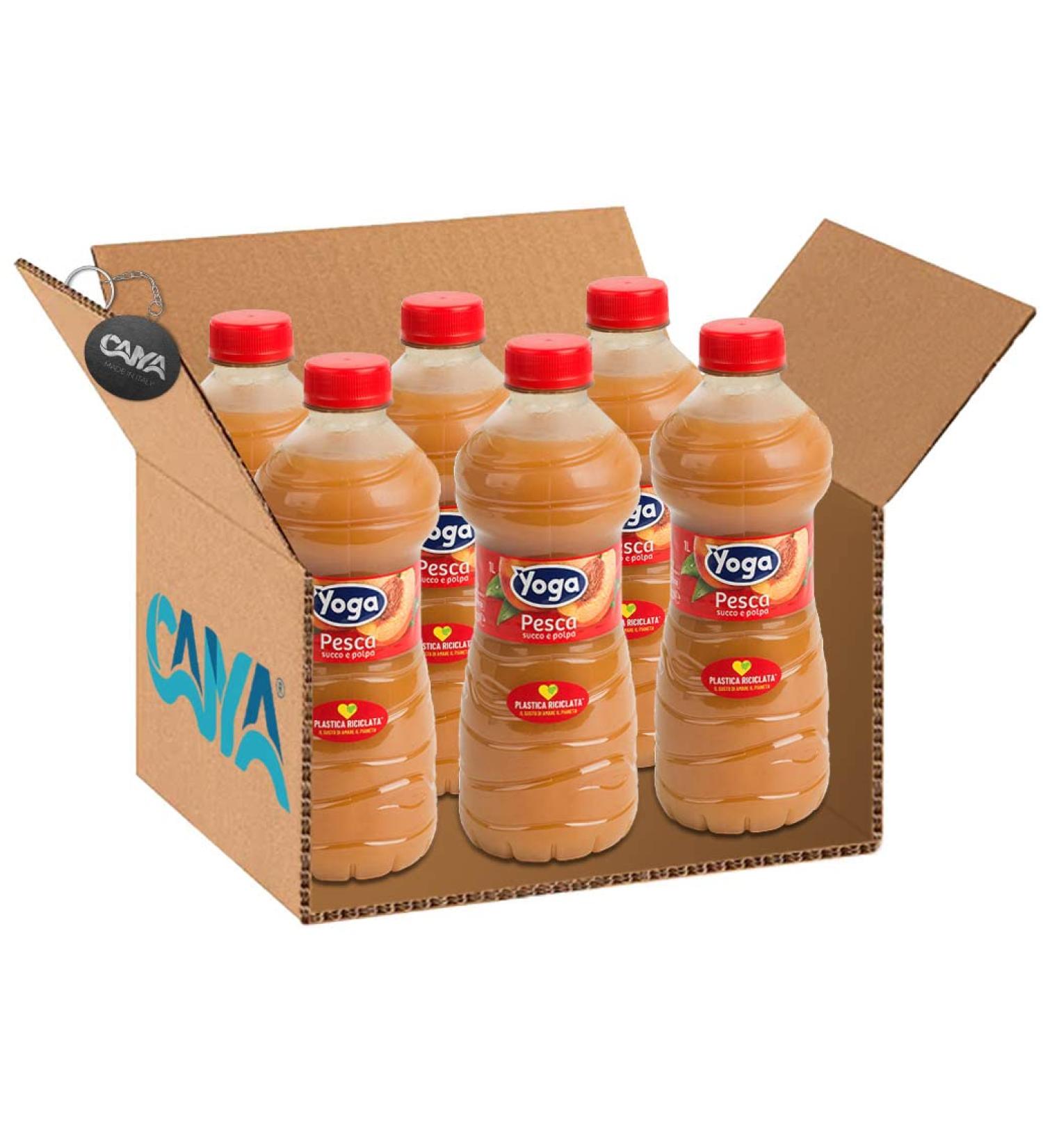  CAIYA 6X Yoga Peach Fruit Juice and Pulp with Italian Peach Flavor 1L CAIYA Box of 6 Bottles  - Buy Online on GoSupps.com