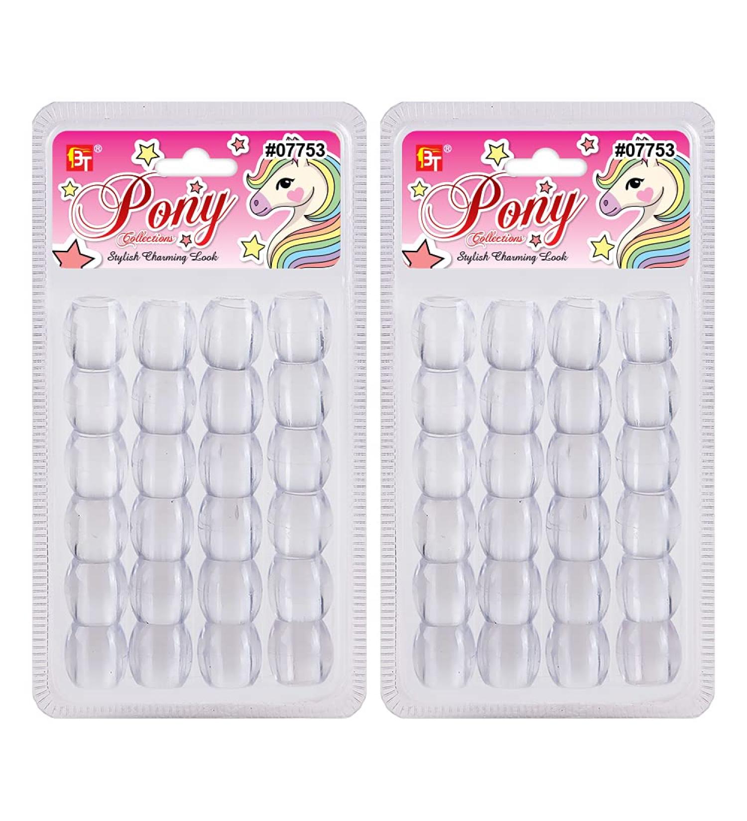 48 Pcs Beads Jewelry Making Kit - DIY Hair Braiding Bracelet Ornaments - Jumbo Round Pony Beads (Clear) - Buy Online on GoSupps.com