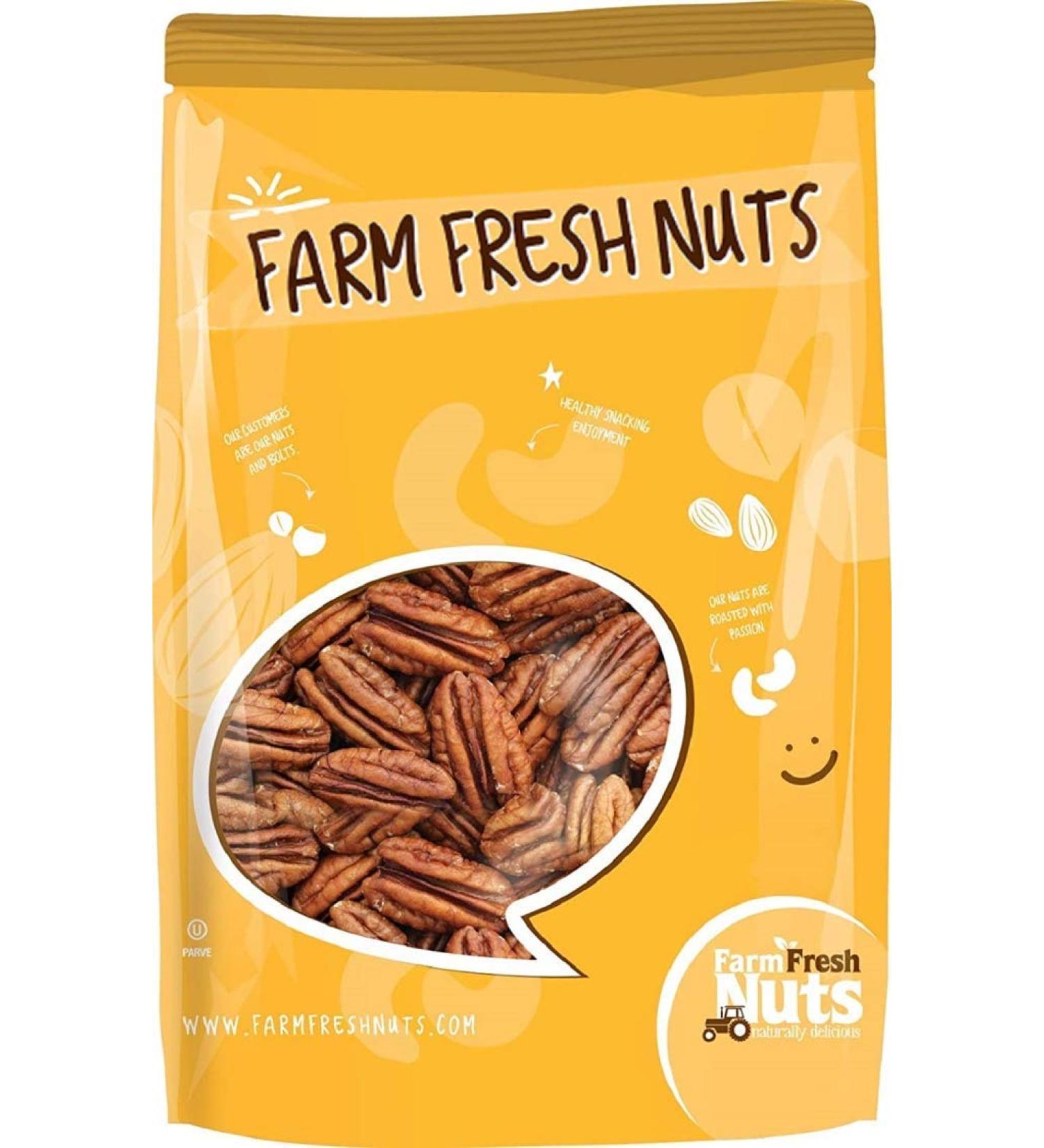 Farm Fresh Nuts Brand Whole Shelled Dry Roasted Georgia Pecans with Himalayan Salt - 1 lb. Pack - Vegan & Keto Friendly Southern Delight - Buy Online on GoSupps.com