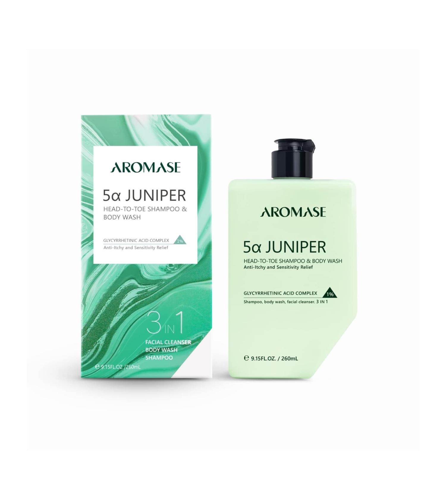 Aromase 5 Juniper All-in-One Shampoo & Body Wash | SLS-Free Shower Gel for Face Scalp Hair & Body | Ideal for Gym & Travel - Buy Online on GoSupps.com